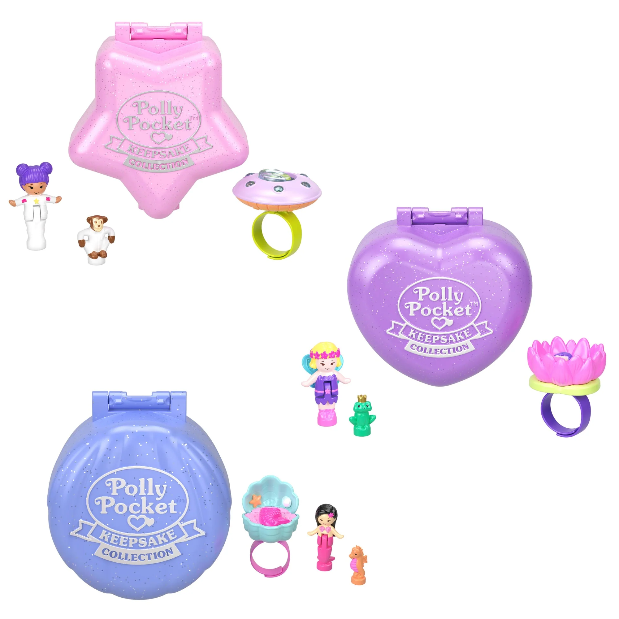 Mattel Creations Polly Pocket Collector, Heritage Ring Box 3 Pack