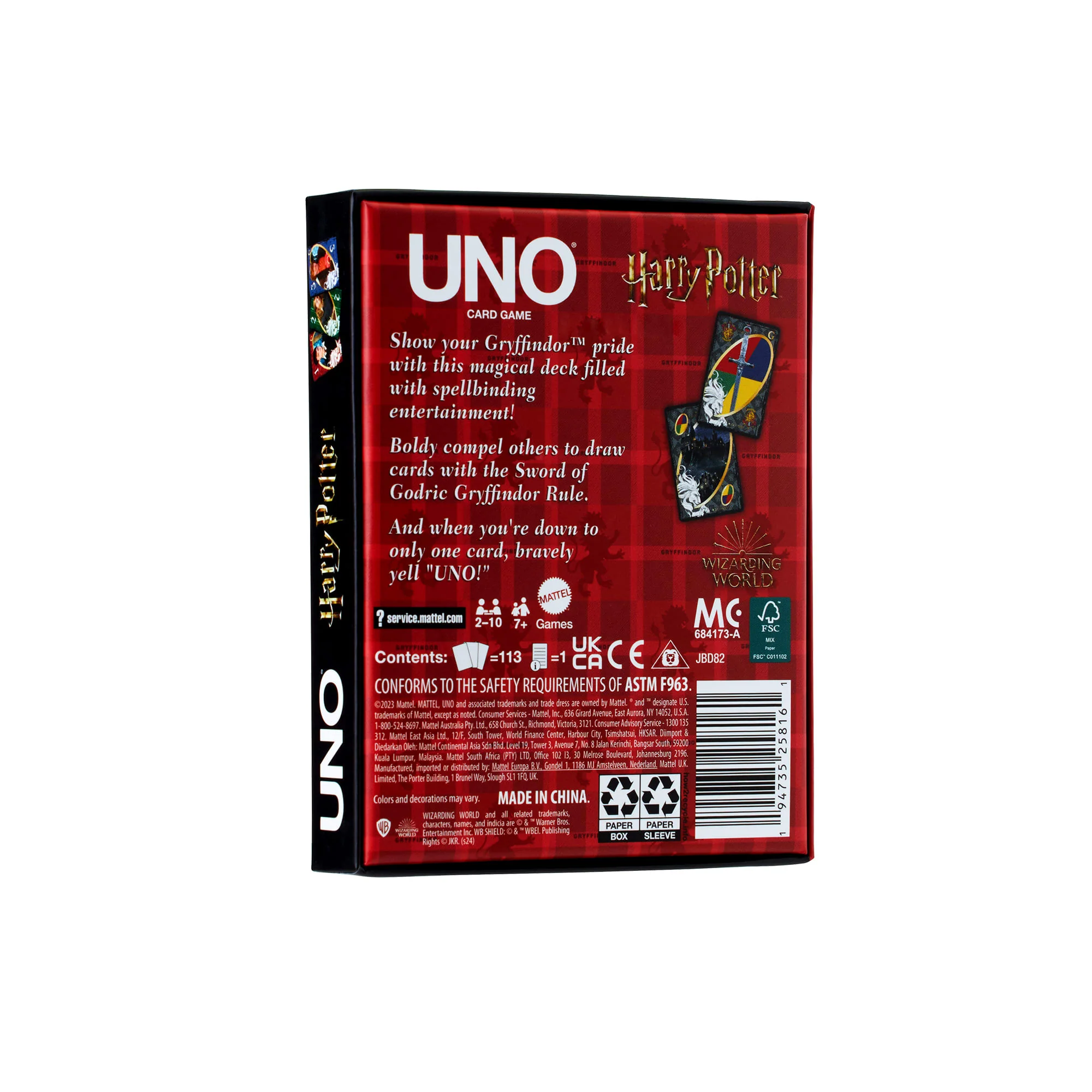 Mattel Creations UNO Fandom Harry Potter Gryffindor Game Deck