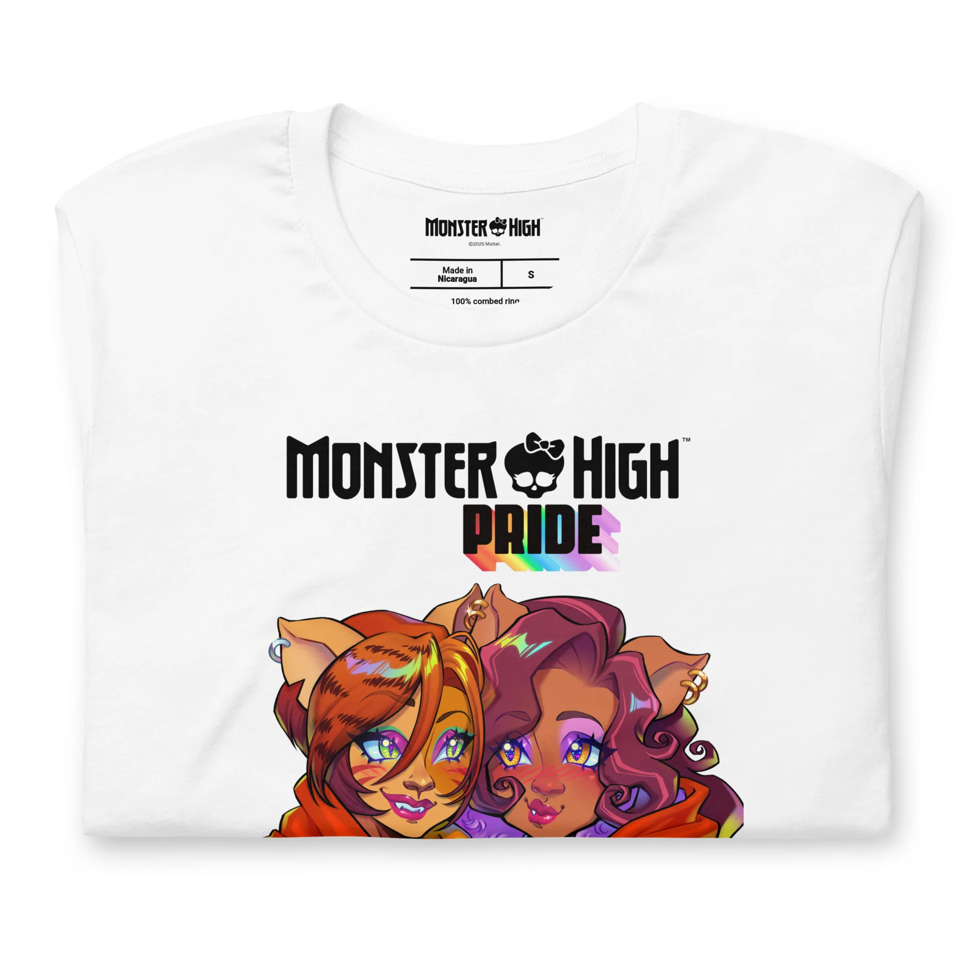 Mattel Creations Monster High Pride Toralei & Clawdeen White T-Shirt
