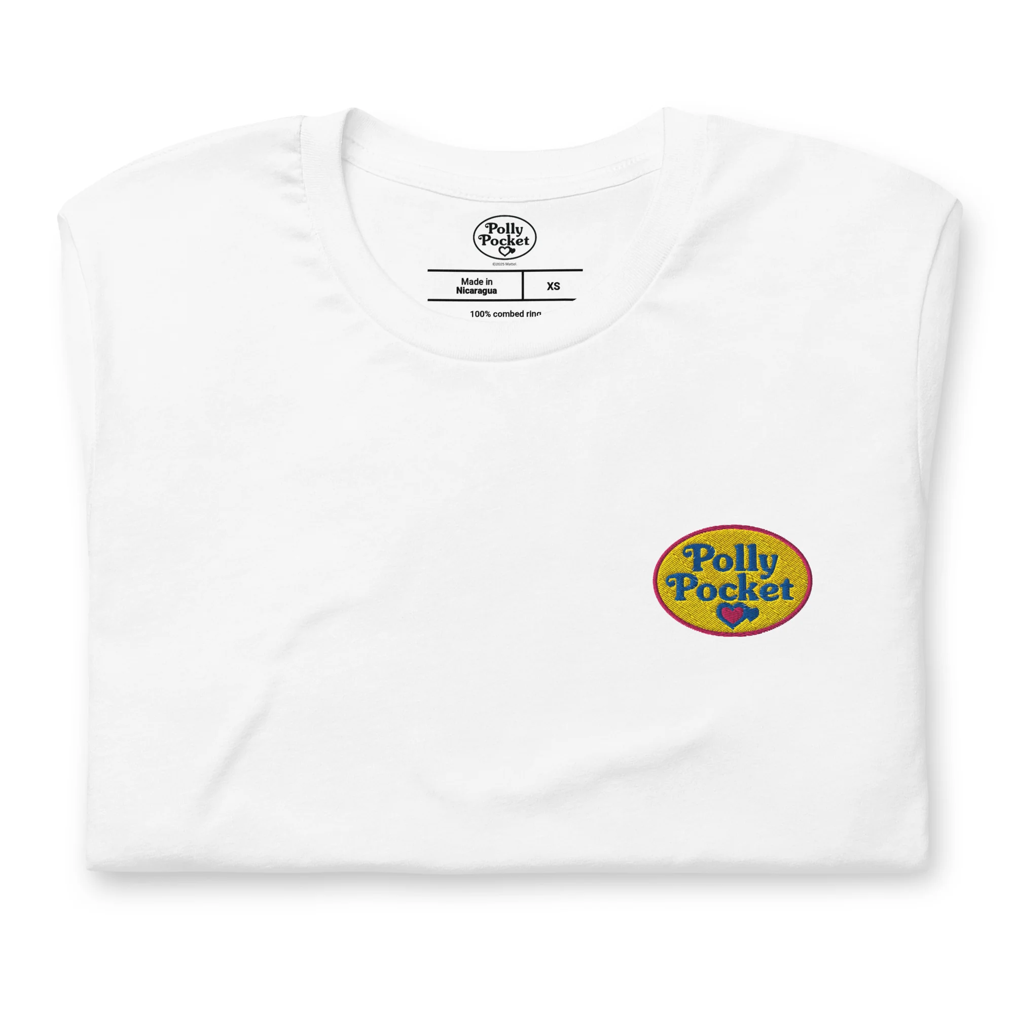 Mattel Creations Polly Pocket Take Me To Pollyville Embroidered White T-Shirt