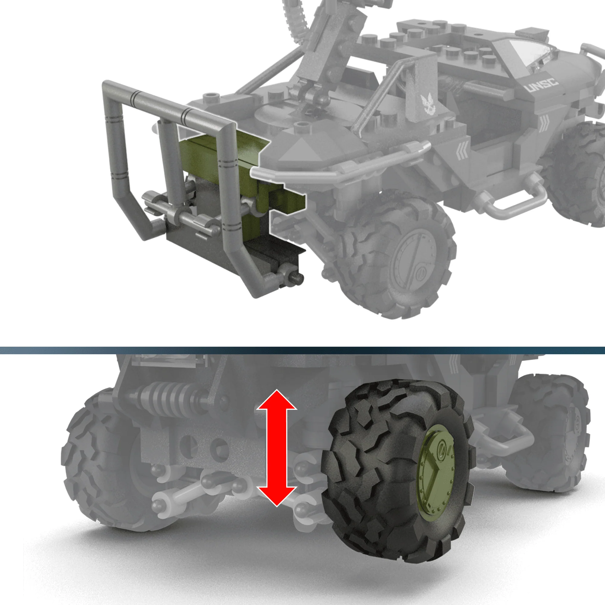 Mattel Creations MEGA Halo FLEETCOM Warthog Vehicle Building Set