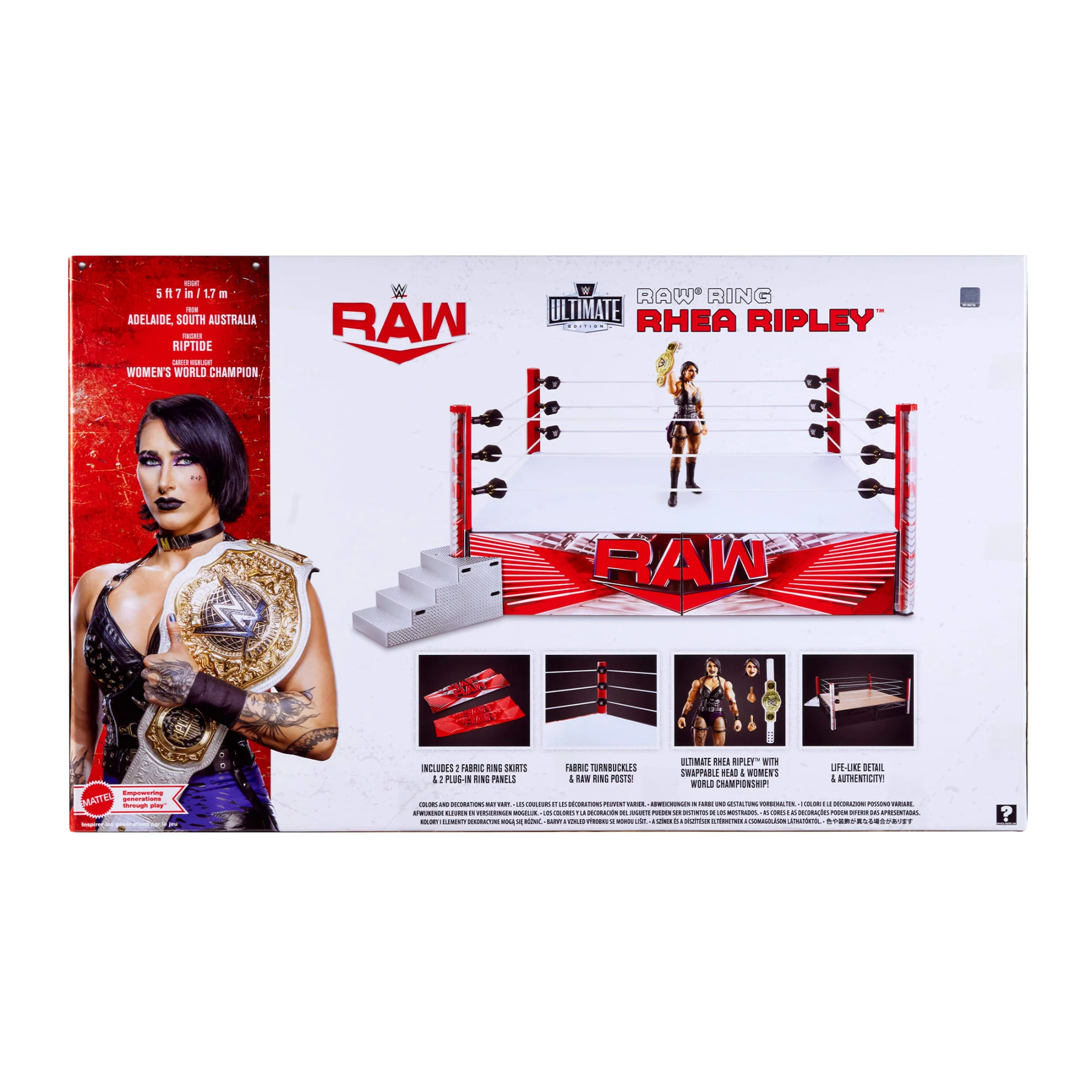 Mattel Creations WWE Ultimate Edition RAW Ring and WWE Superstar Rhea Ripley Figure