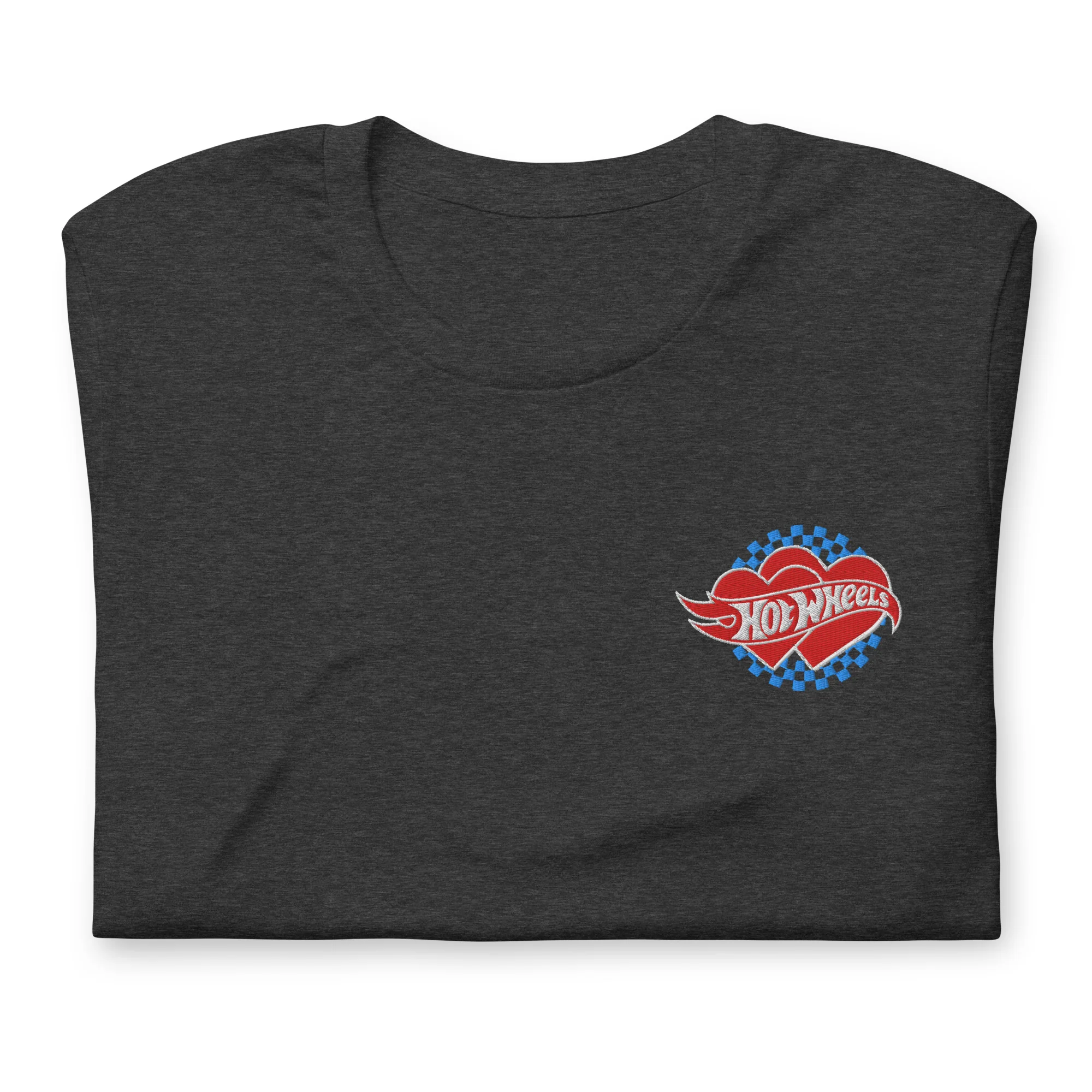 Mattel Creations Hot Wheels Embroidered Checkered Hearts T-Shirt