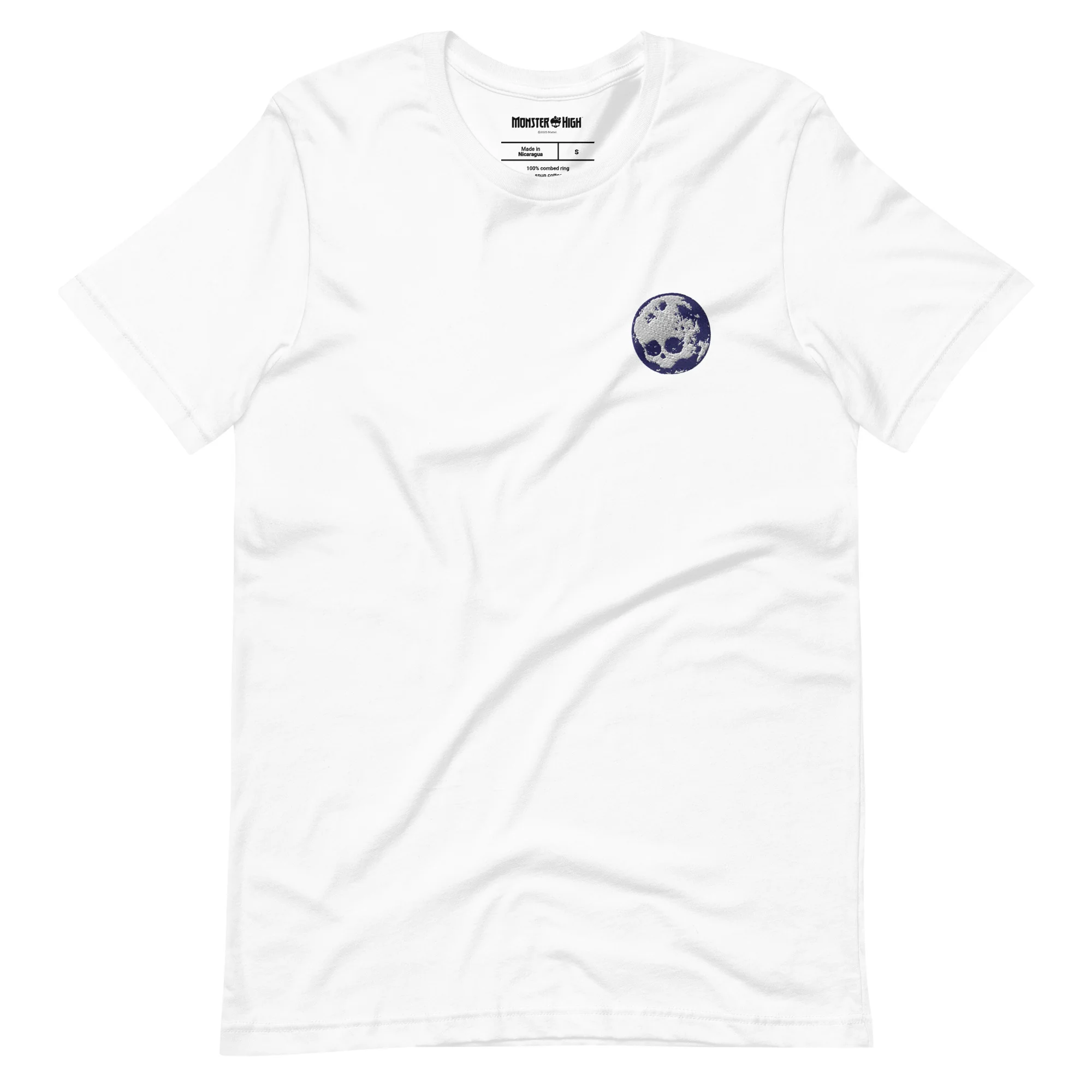Mattel Creations Monster High Full Moon  Embroidered White T-Shirt