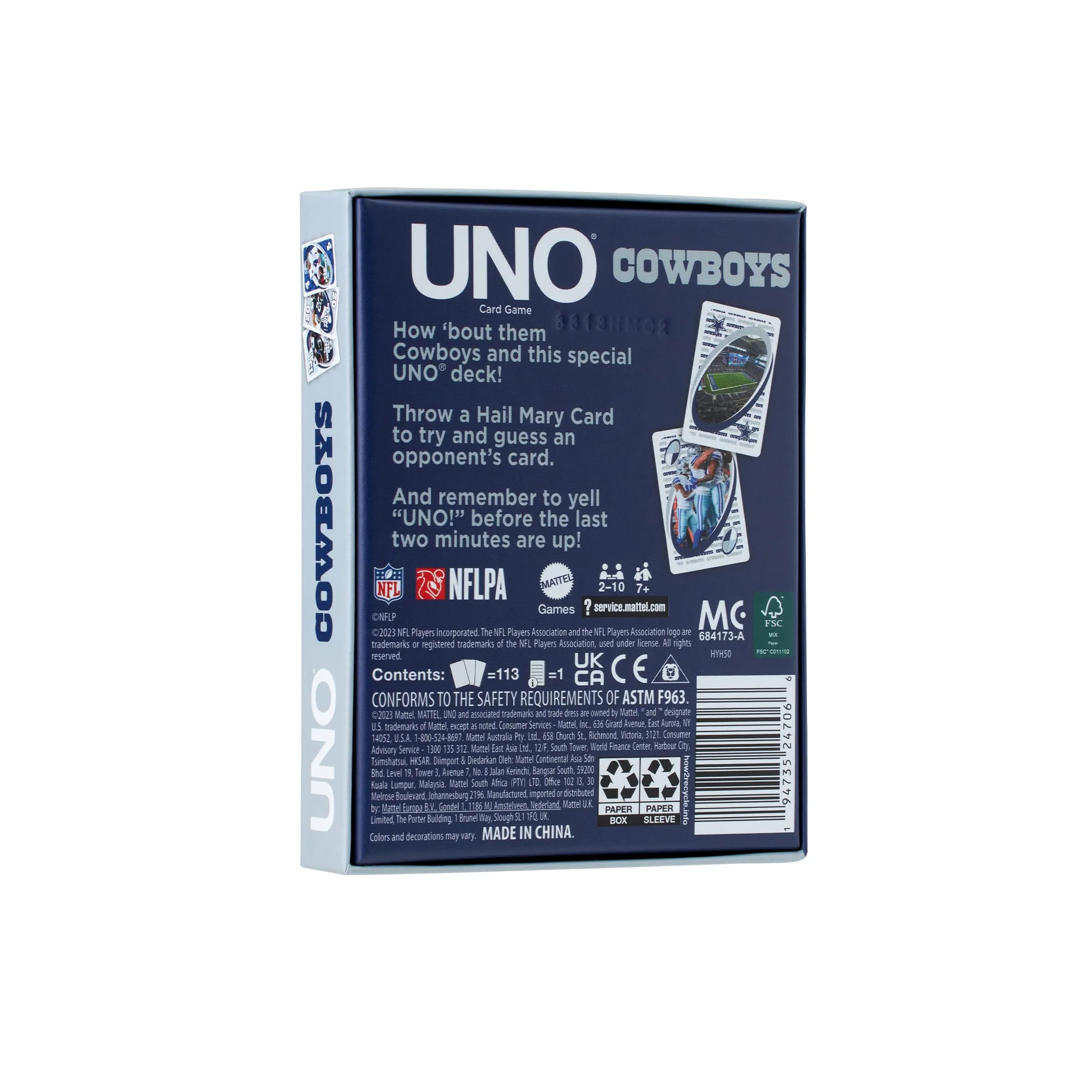 Mattel Creations UNO Fandom NFL Dallas Cowboys Game Deck