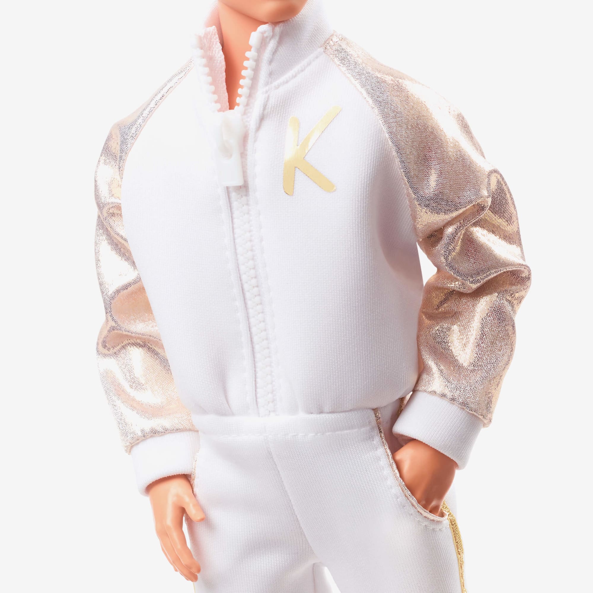 Mattel Creations Ken Doll In White and Gold Tracksuit – Barbie The Movie