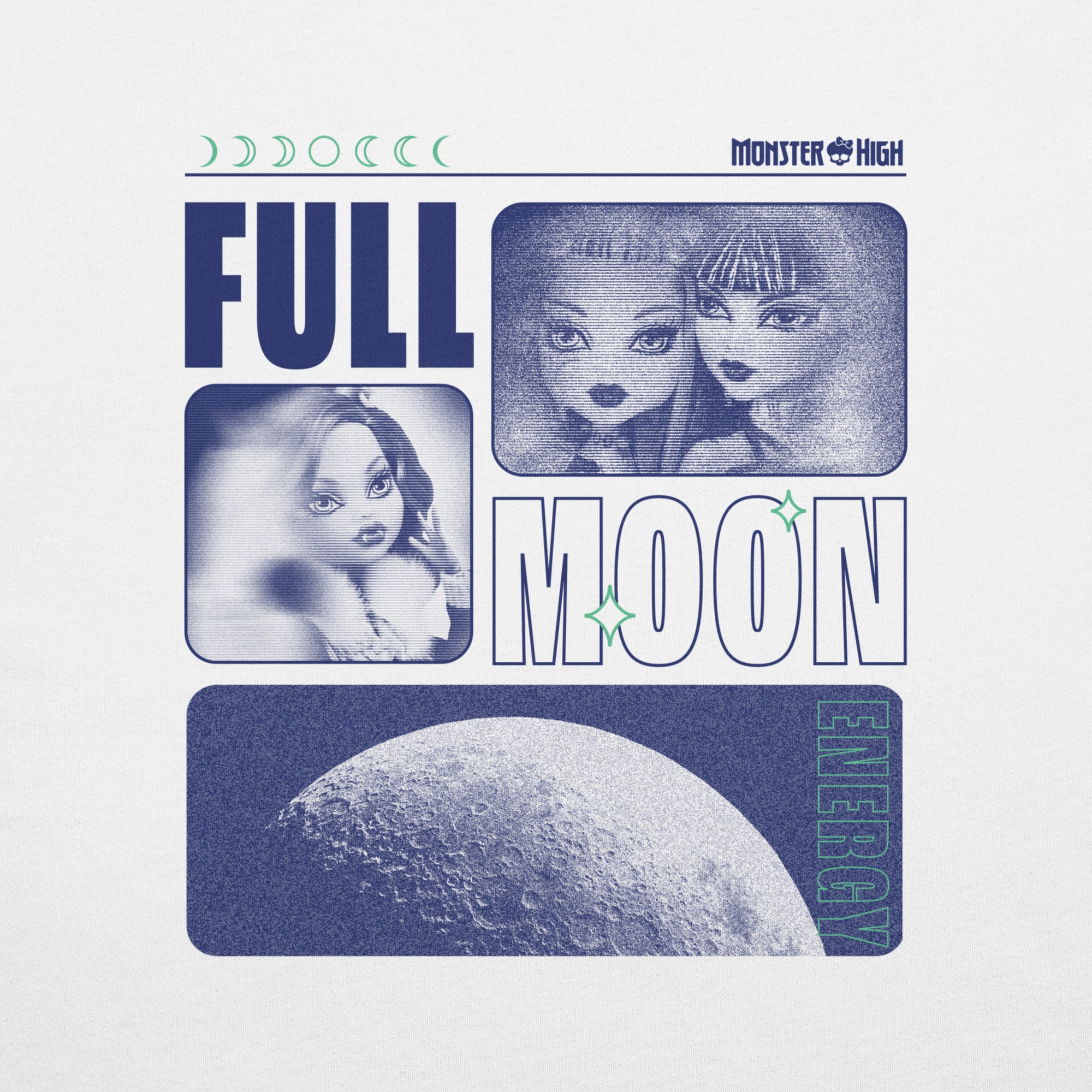 Mattel Creations Monster High Full Moon  Embroidered White T-Shirt