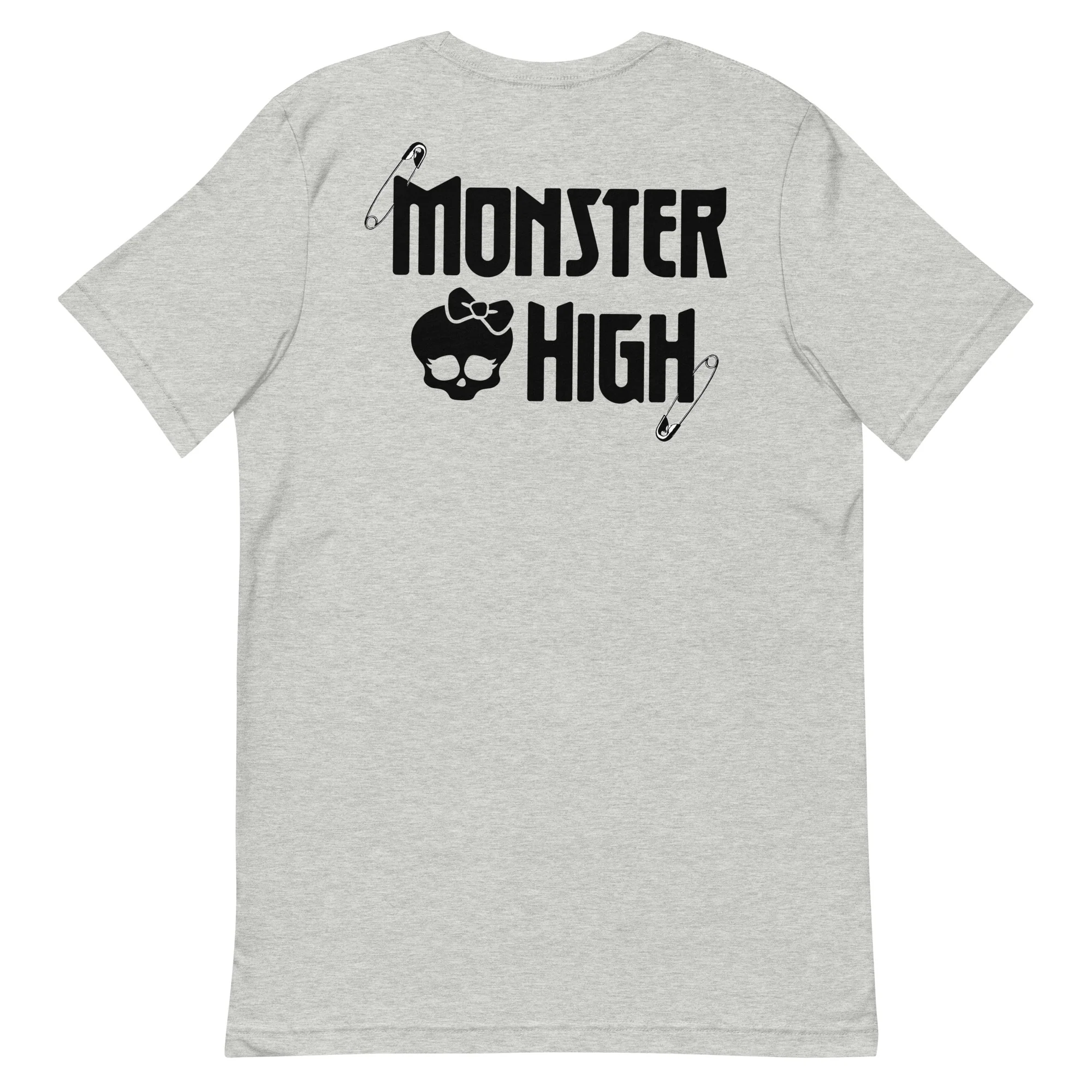 Mattel Creations Monster High Halloween Brooch Embroidered Grey T-Shirt