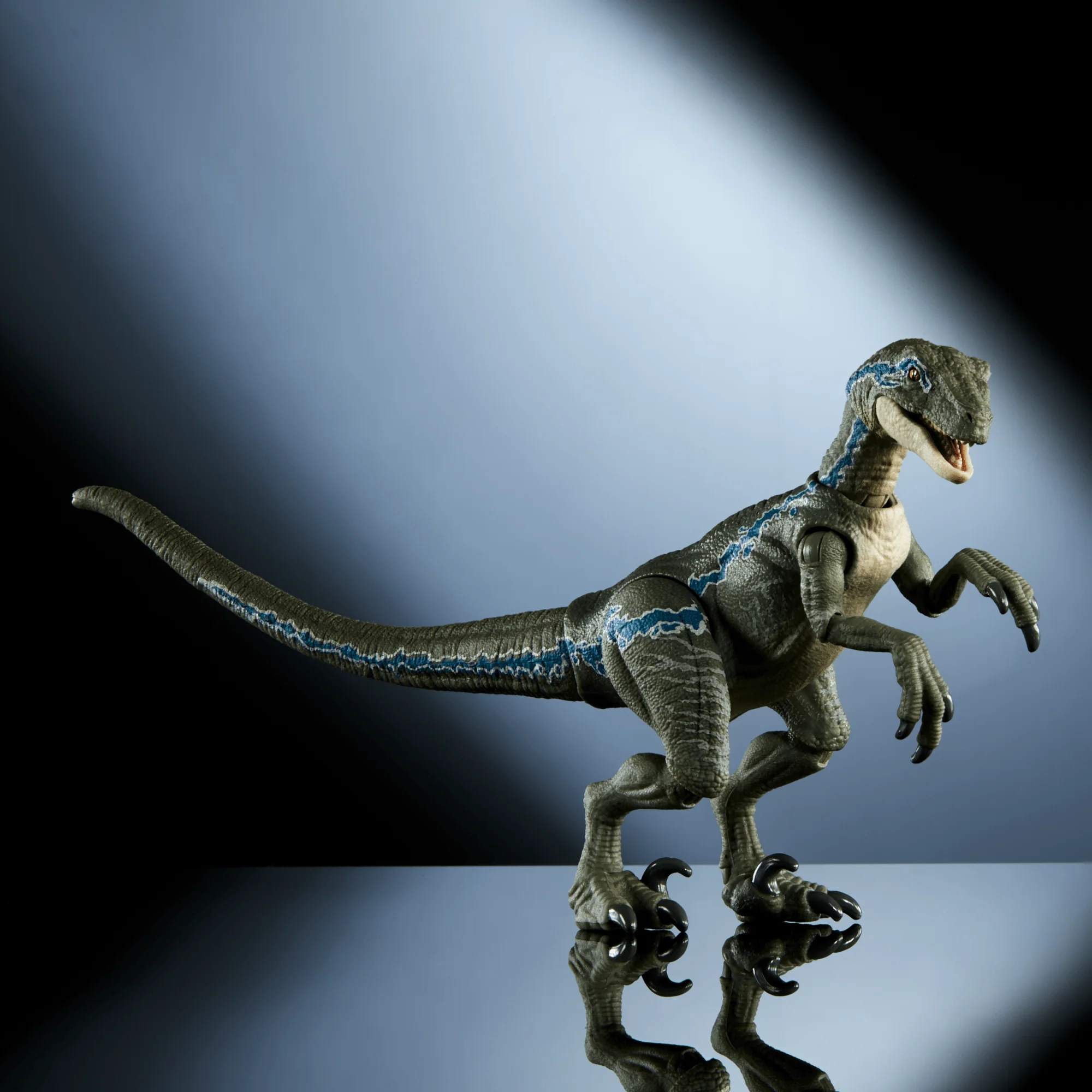 Mattel Creations Jurassic World Hammond Collection Velociraptor Blue Dinosaur Figure