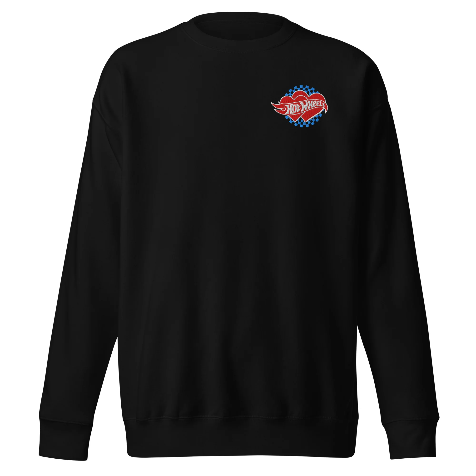 Mattel Creations Hot Wheels Embroidered Checkered Hearts Sweatshirt