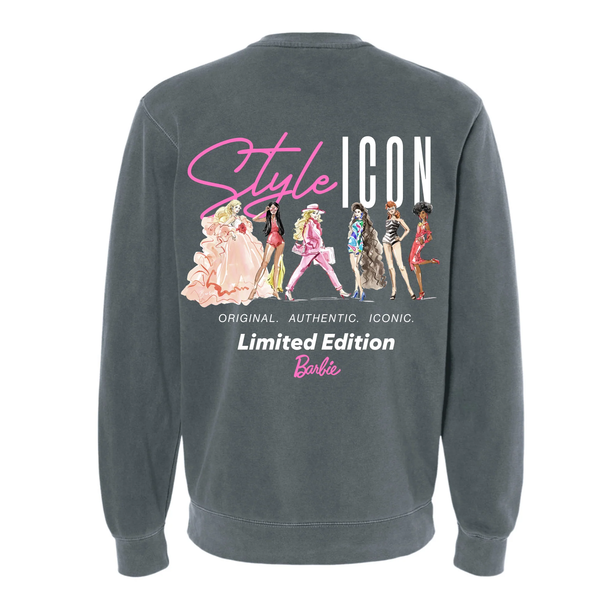 Mattel Creations Barbie Style Icon Washed Black Sweatshirt