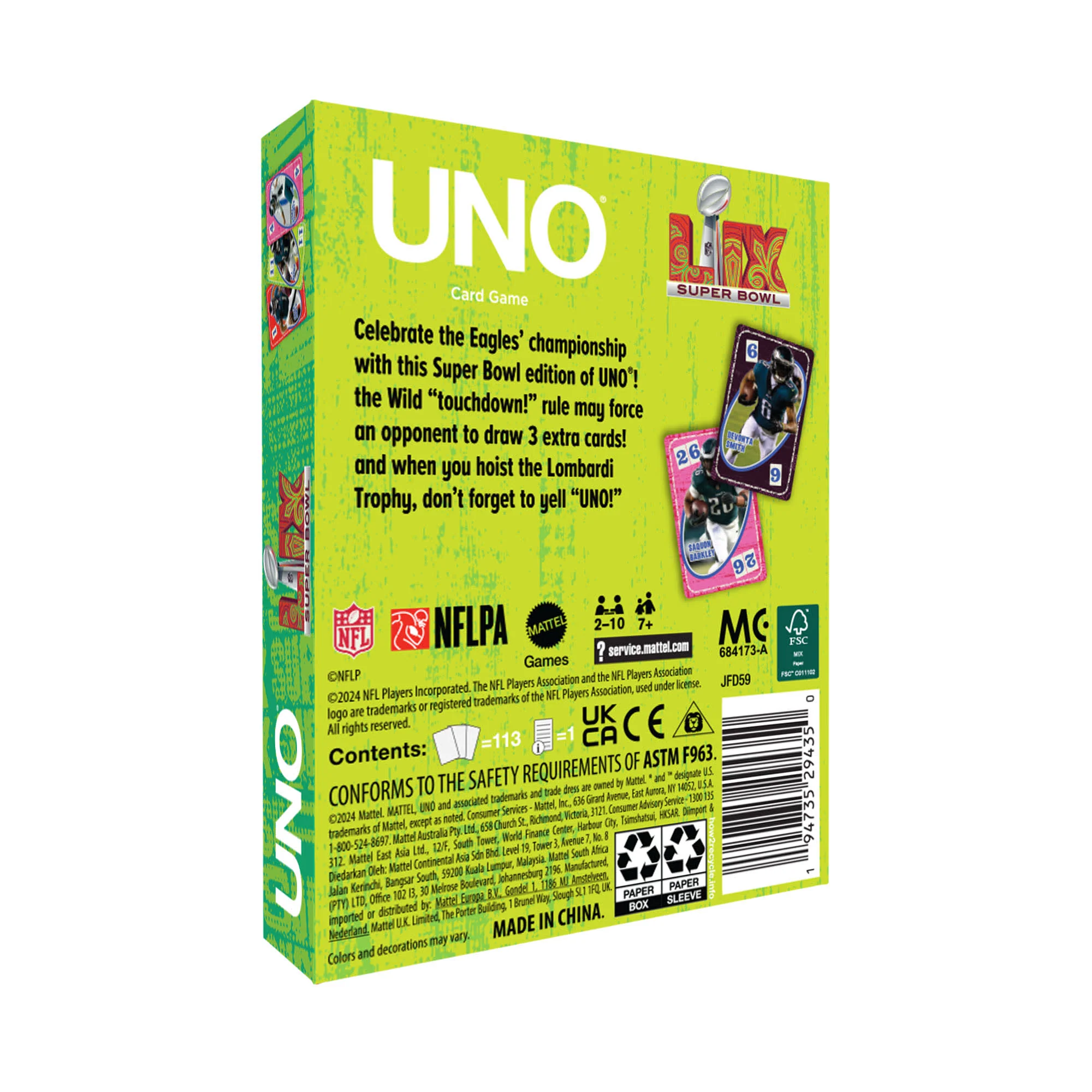 Mattel Creations UNO Fandom x Super Bowl LIX Eagles Card Game
