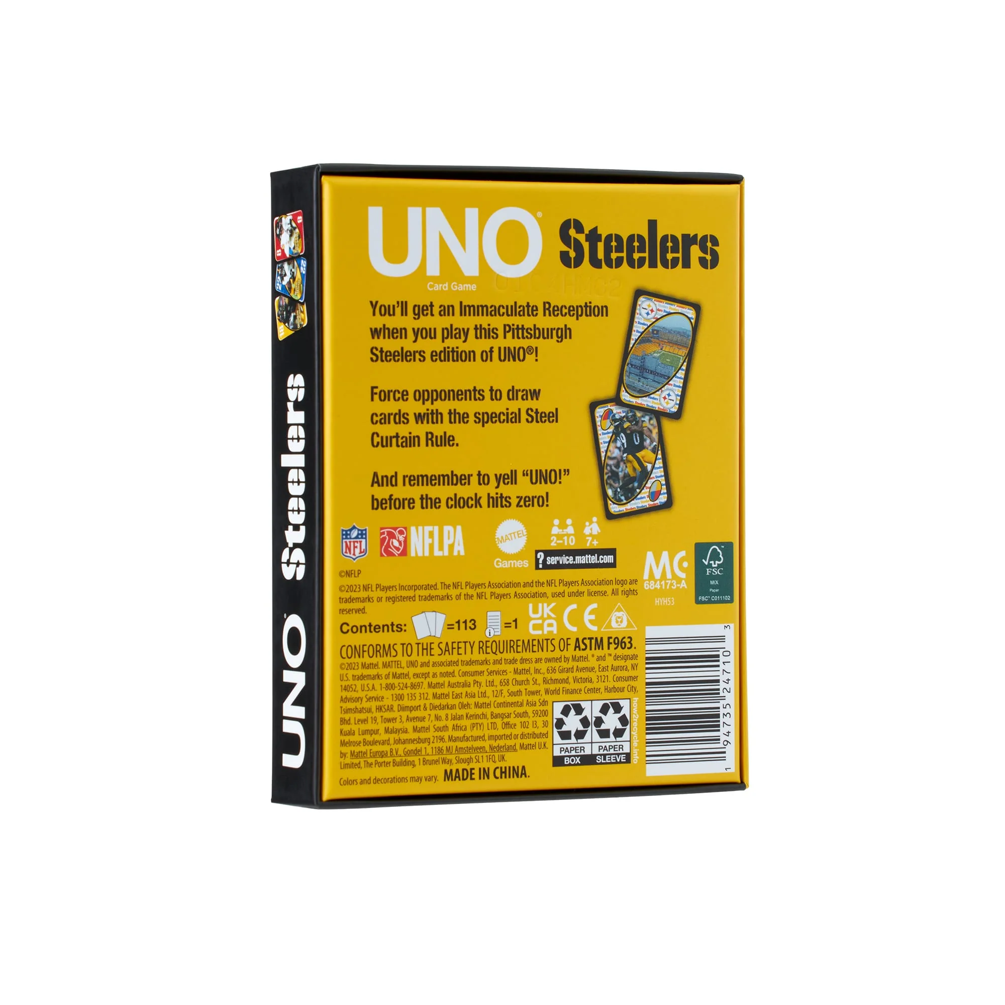 Mattel Creations UNO Fandom NFL Pittsburgh Steelers Game Deck