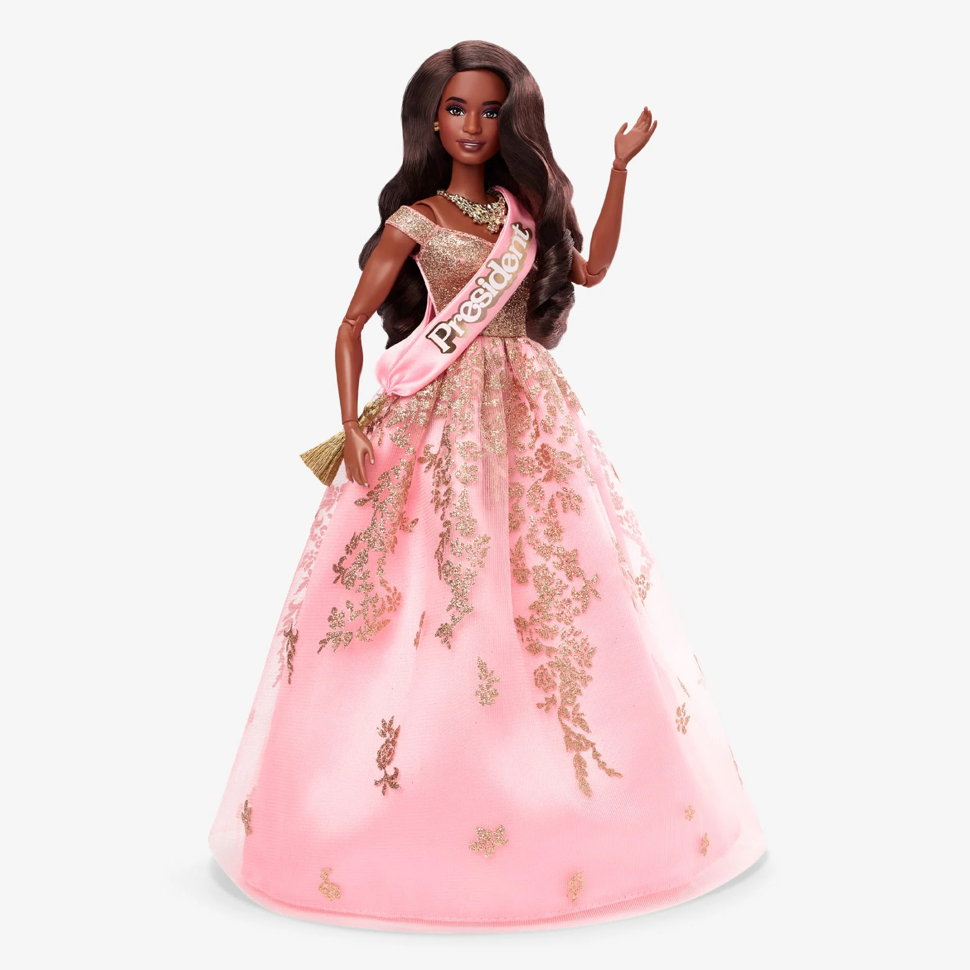 Mattel Creations President Barbie in Pink and Gold Dress – Barbie The Movie