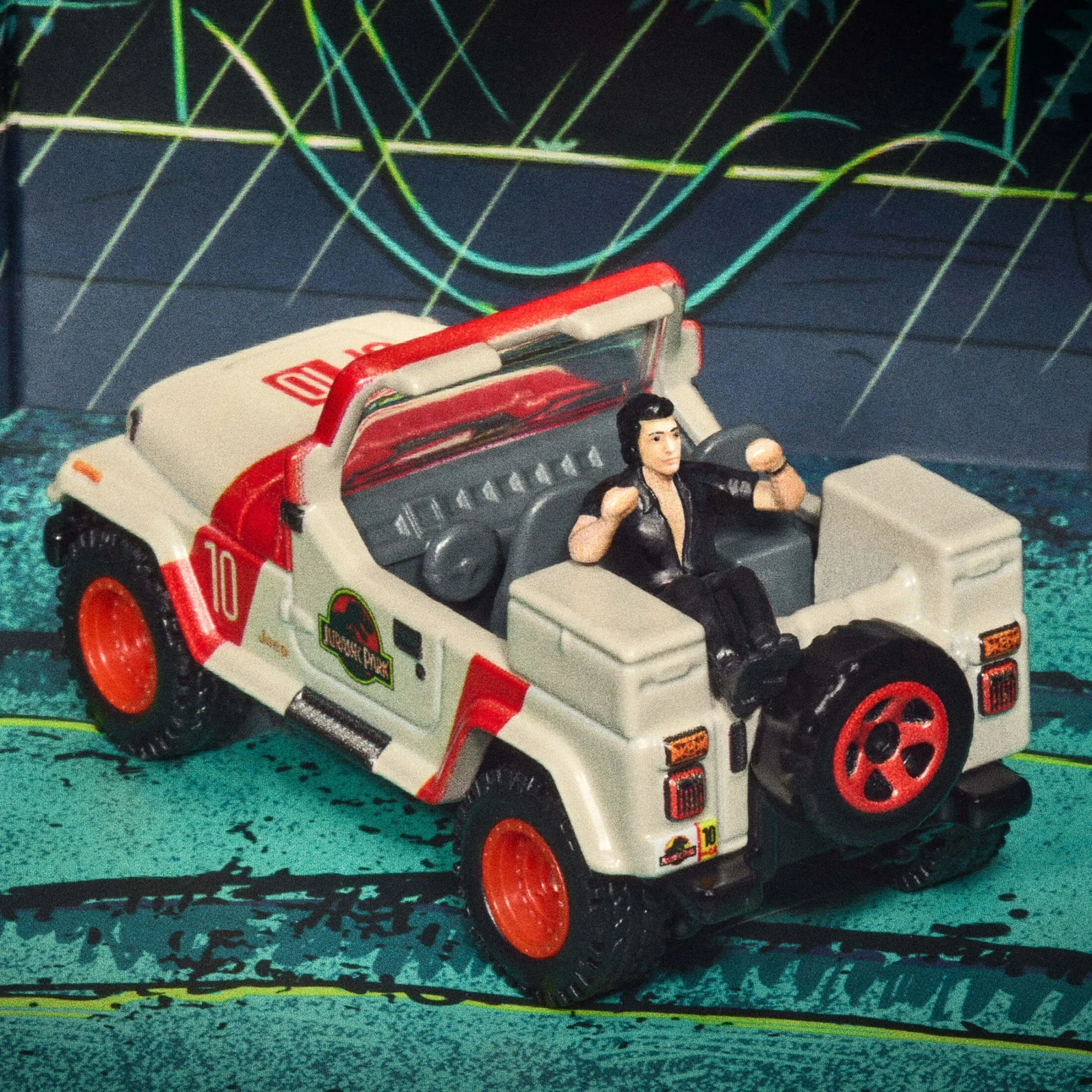 Mattel Creations Hot Wheels Jurassic Park Jeep Wrangler & Dr. Ian Malcolm