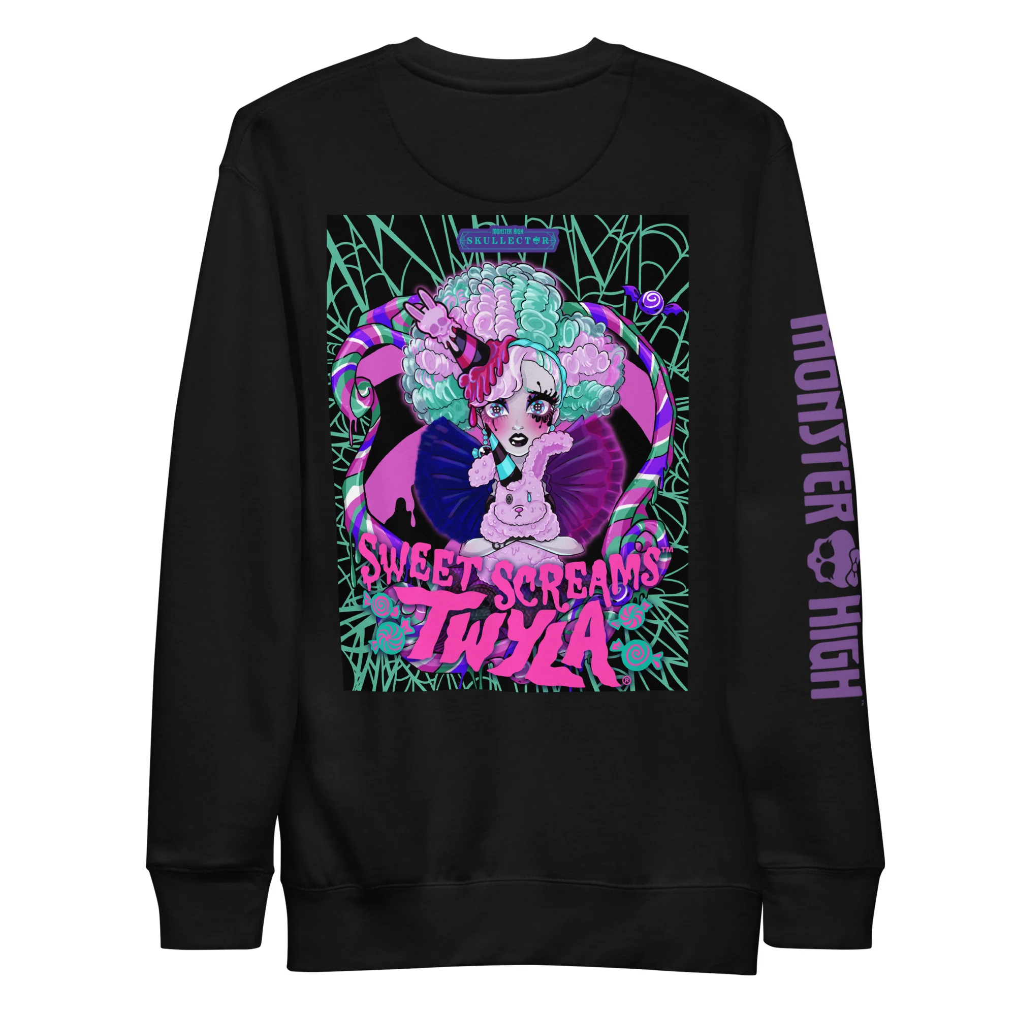Mattel Creations Monster High Sweet Scream Twyla Embroidered Black Sweatshirt