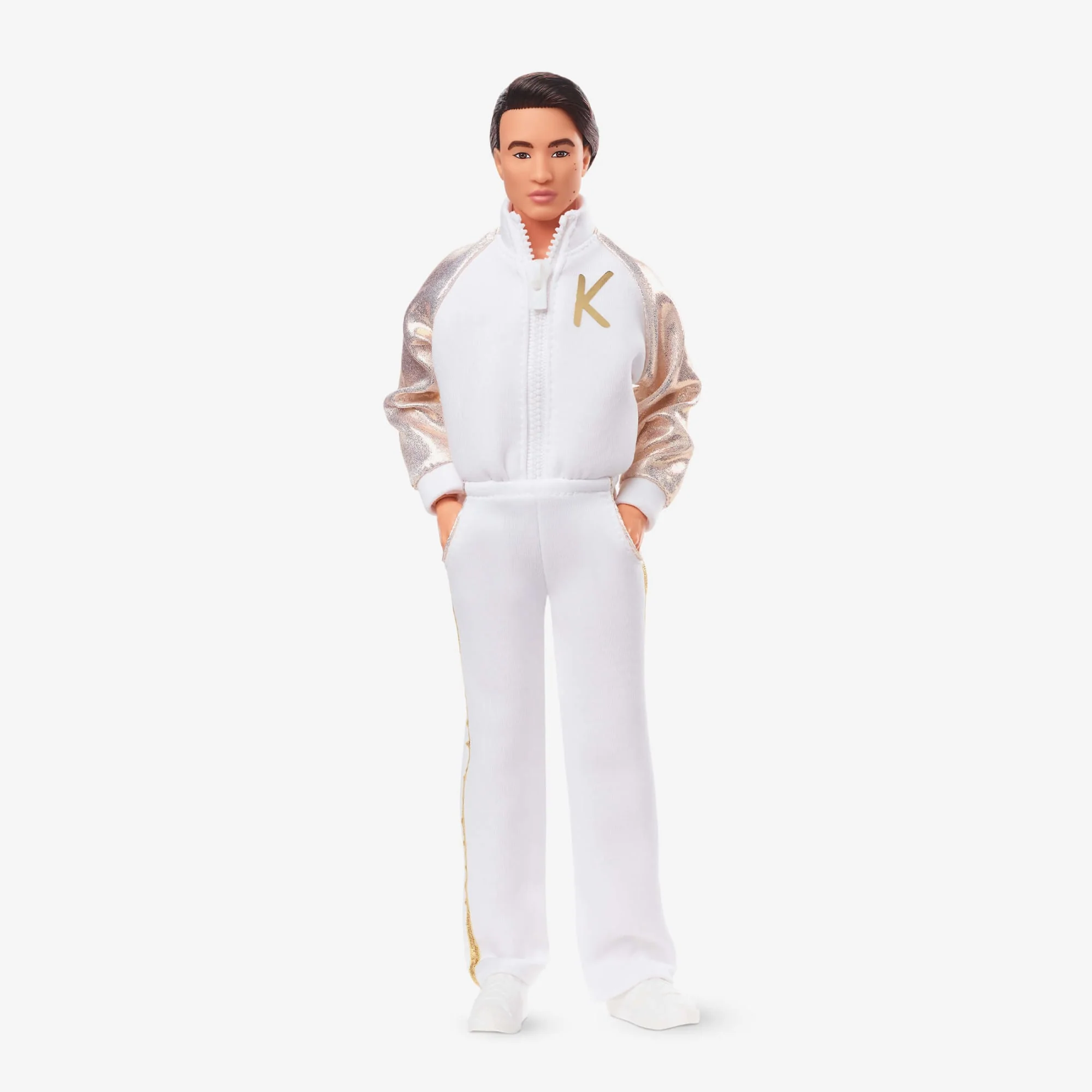 Mattel Creations Ken Doll In White and Gold Tracksuit – Barbie The Movie