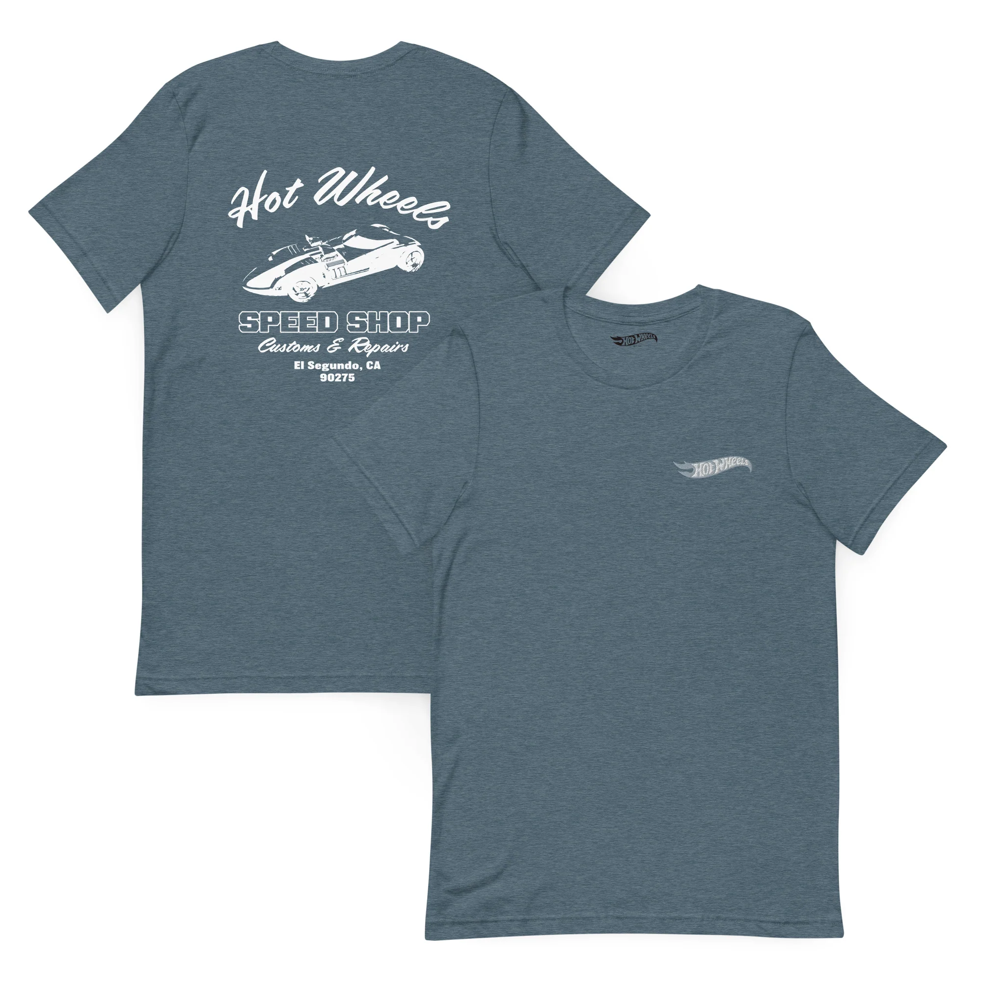 Mattel Creations Hot Wheels Speed Shop Embroidered Blue T-Shirt