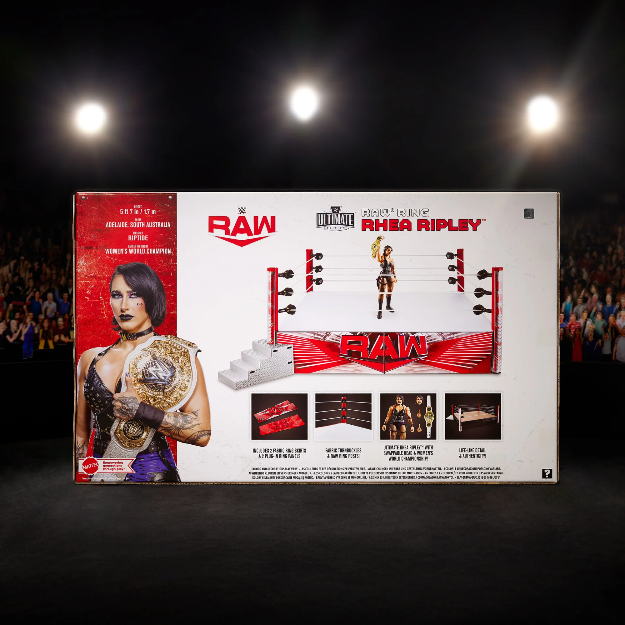 Mattel Creations WWE Ultimate Edition RAW Ring and WWE Superstar Rhea Ripley Figure