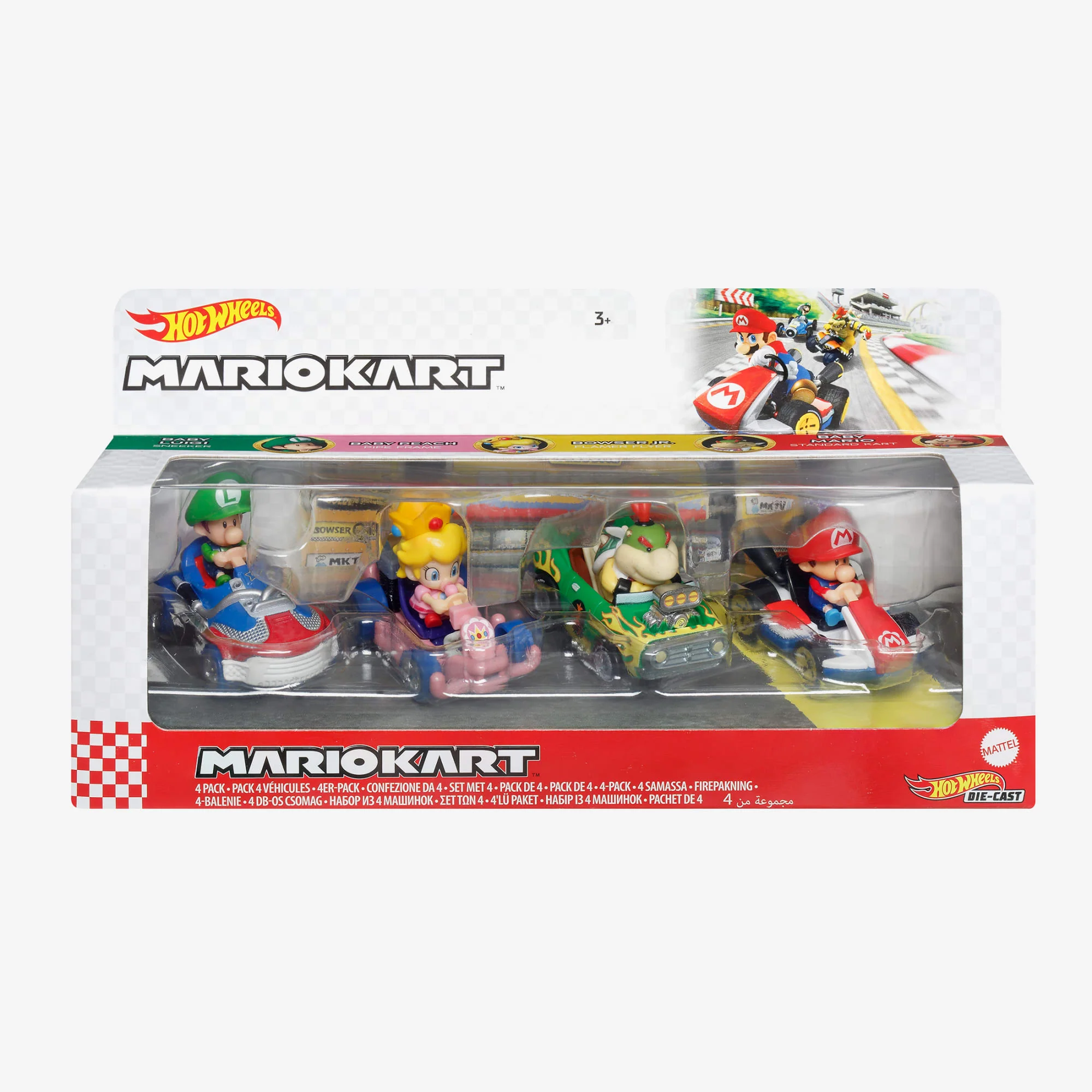 Mattel Creations HOT WHEELS MARIOKART, 4 Pack with 1 Exclusive Kart