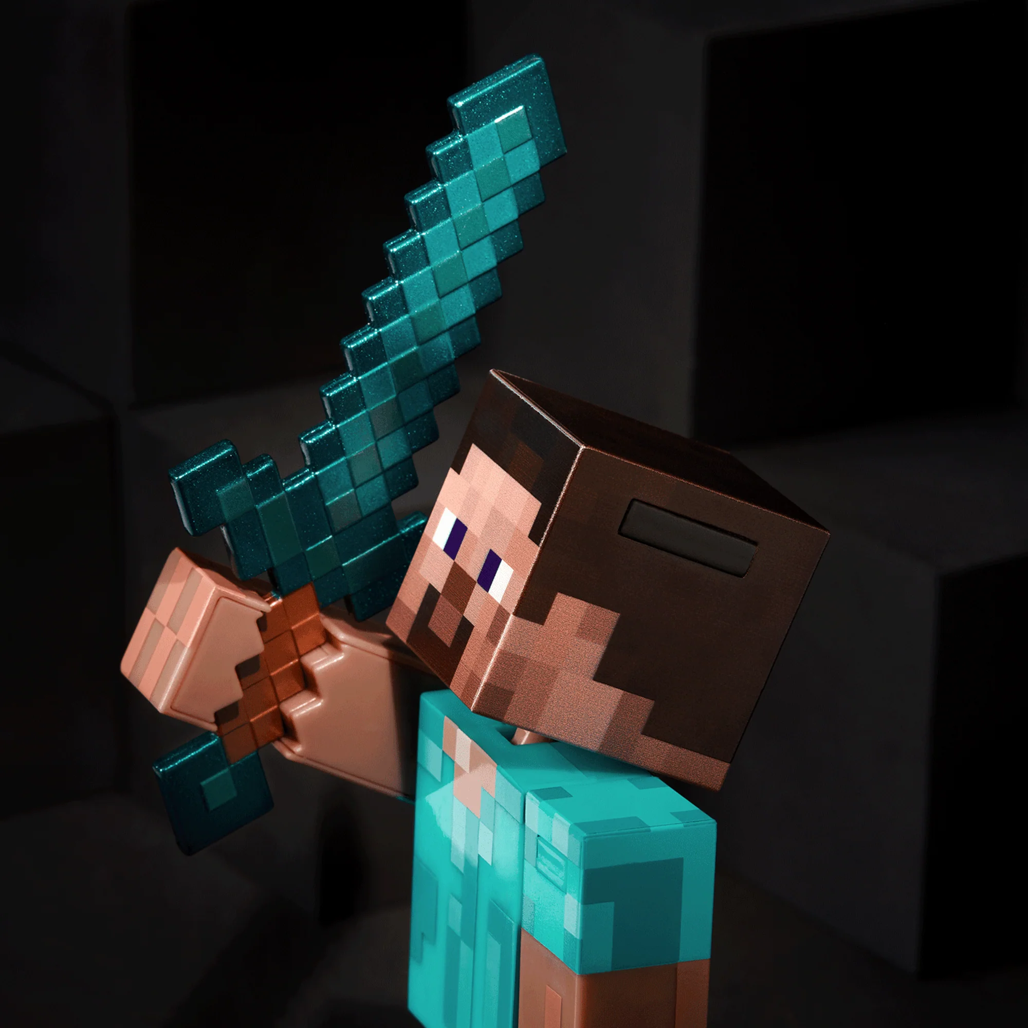 Mattel Creations Minecraft Diamond Level Steve Collector Action Figure