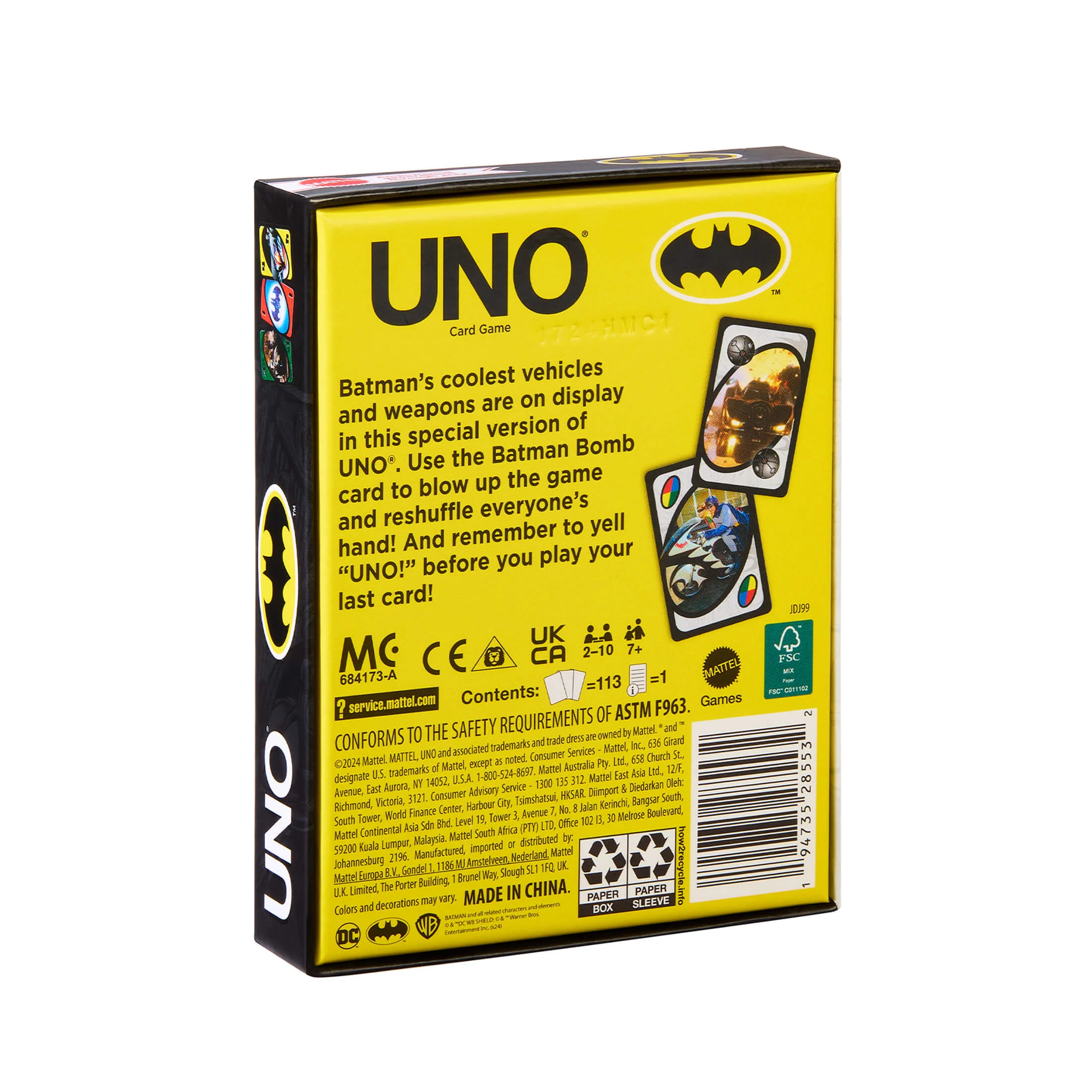 Mattel Creations UNO Fandom Batman: Batmobiles & Gadgets Deck