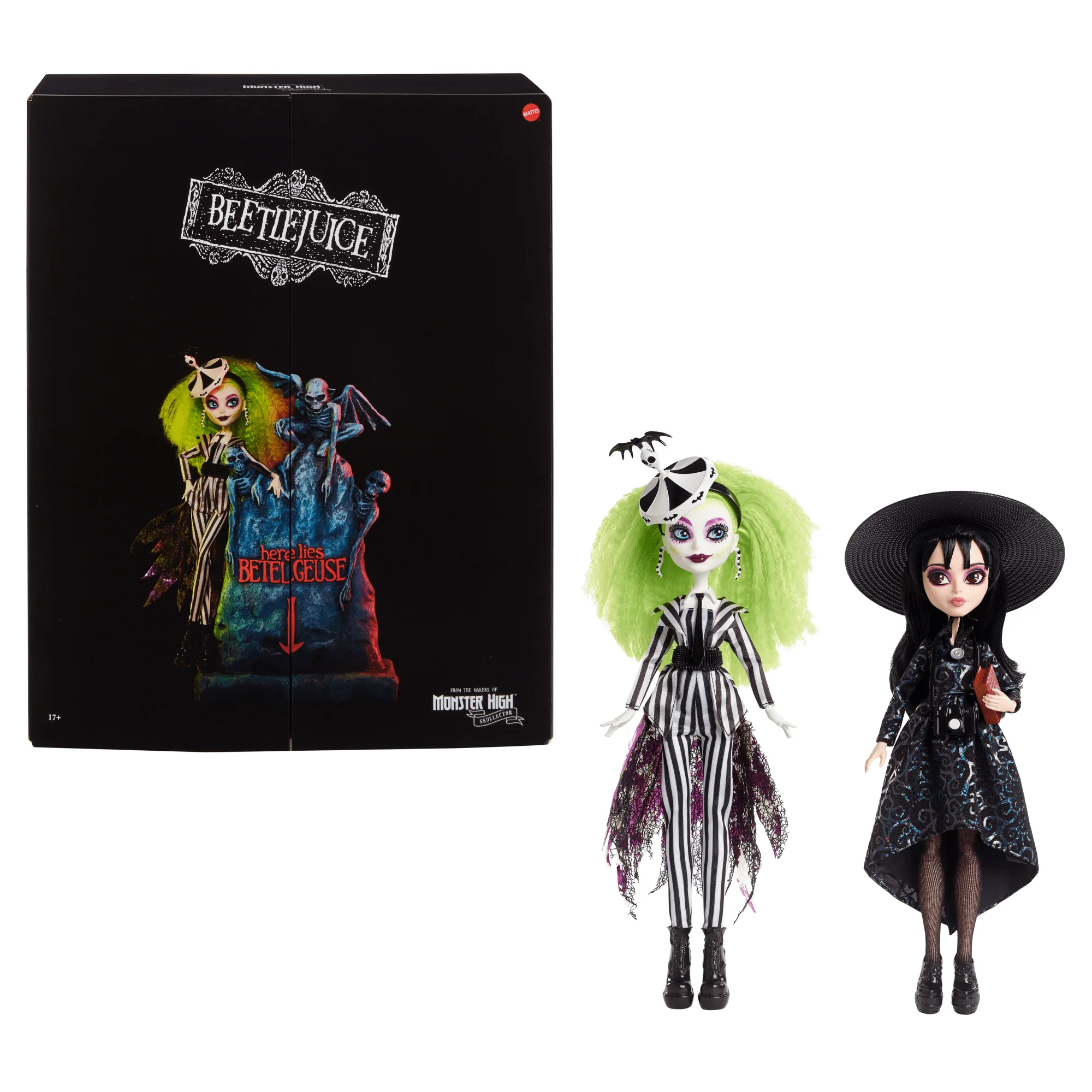 Mattel Creations Beetlejuice & Lydia Deetz Monster High Skullector Doll 2-Pack