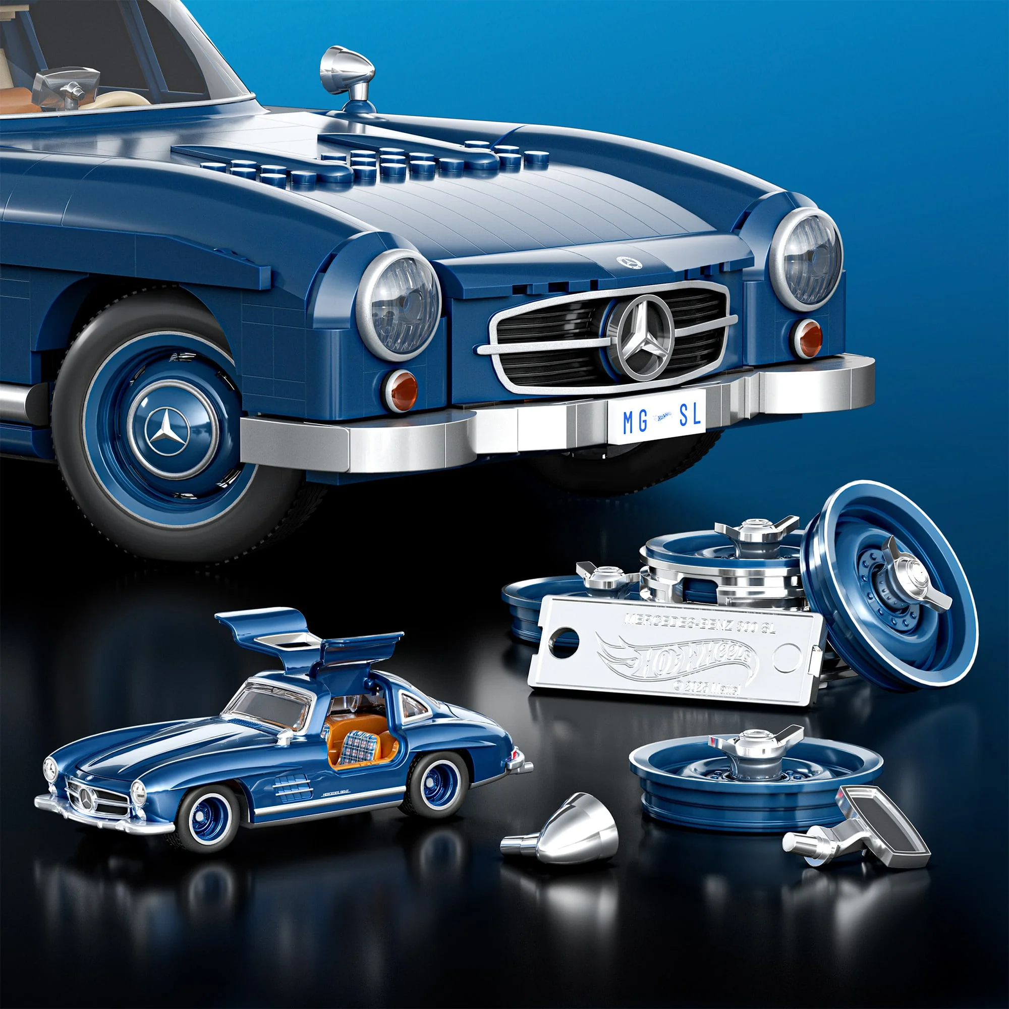 Mattel Creations Mattel Brick Shop Hot Wheels Mercedes-Benz 300 SL Building Set