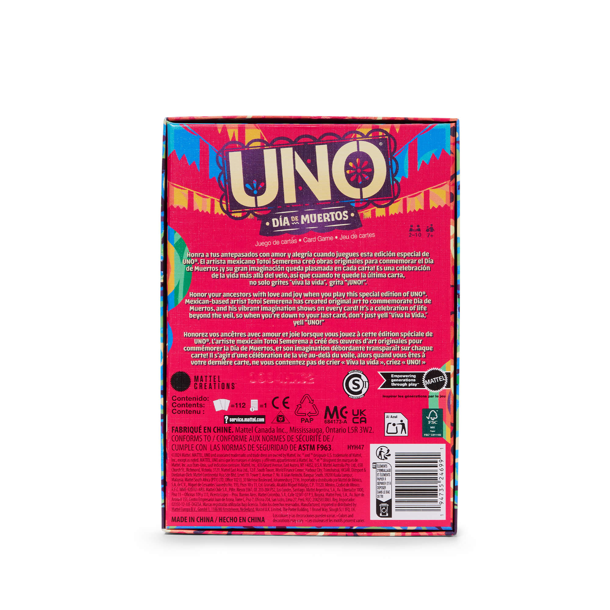 Mattel Creations UNO Canvas Día de Muertos Card Game