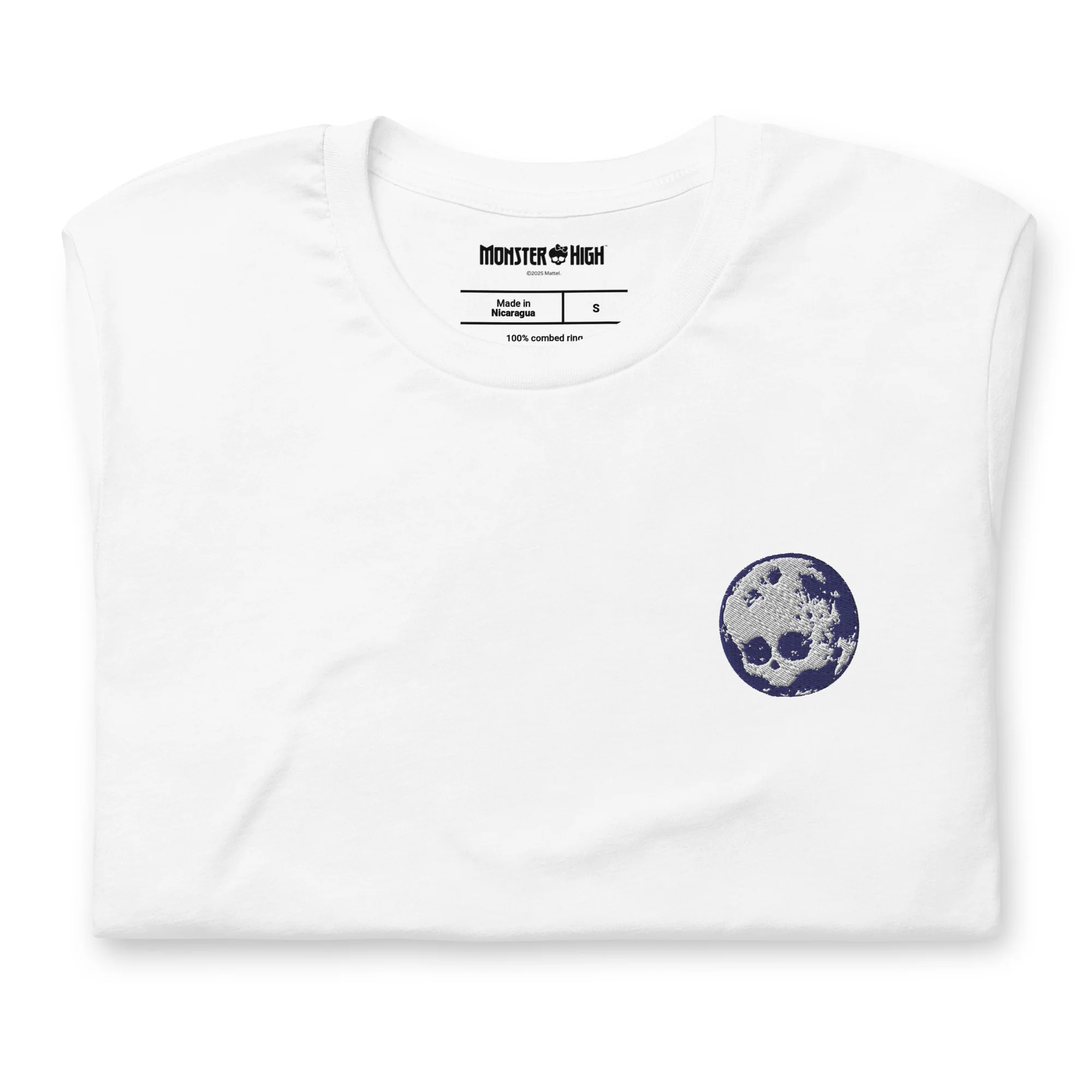 Mattel Creations Monster High Full Moon  Embroidered White T-Shirt