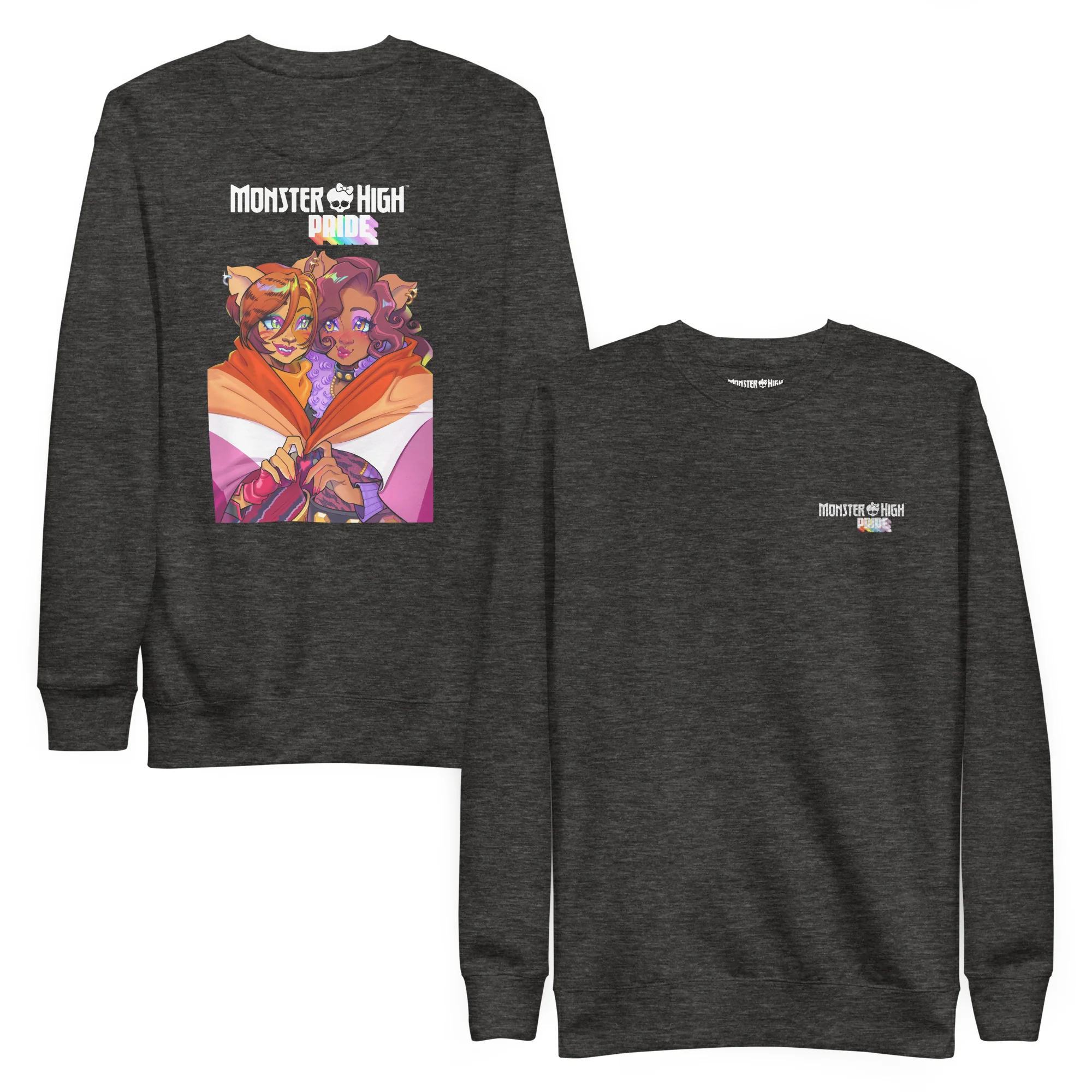 Mattel Creations Monster High Pride Toralei & Clawdeen Grey Sweatshirt