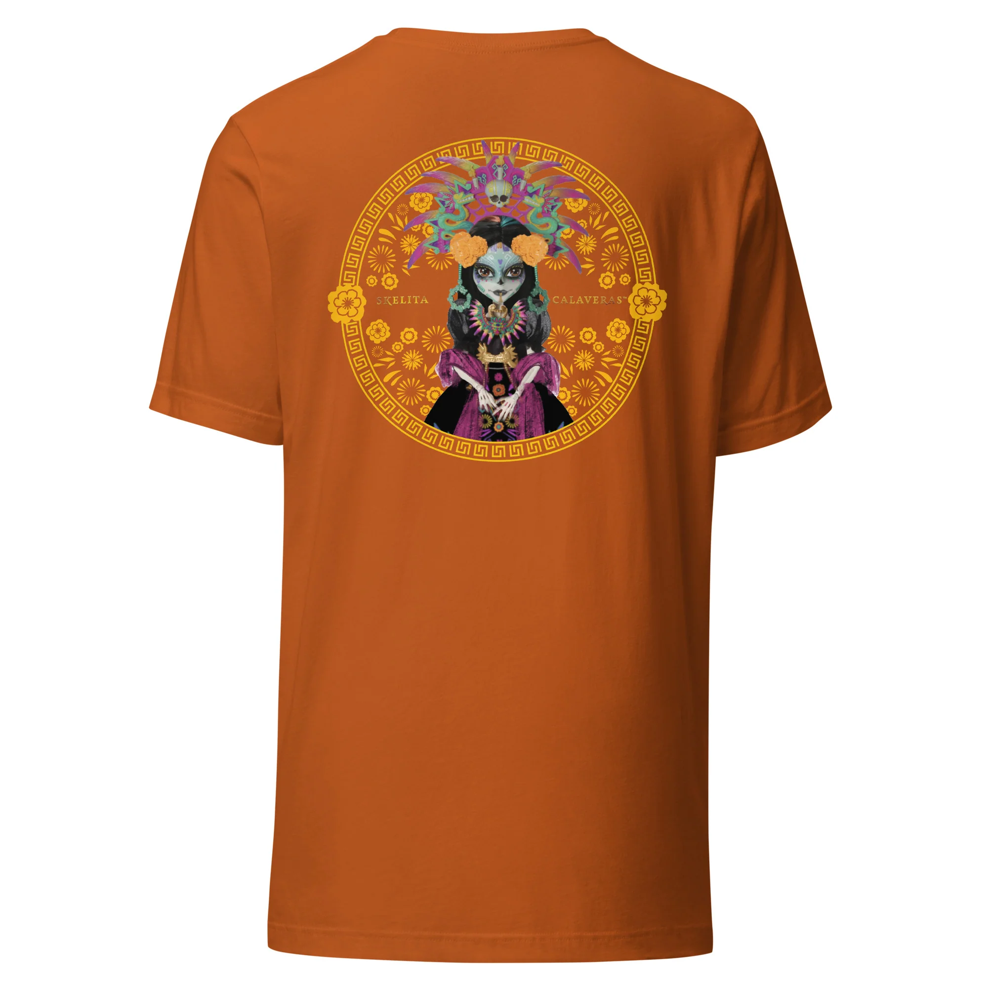 Mattel Creations Monster High Skelita Día de Muertos Embroidered Orange T-Shirt