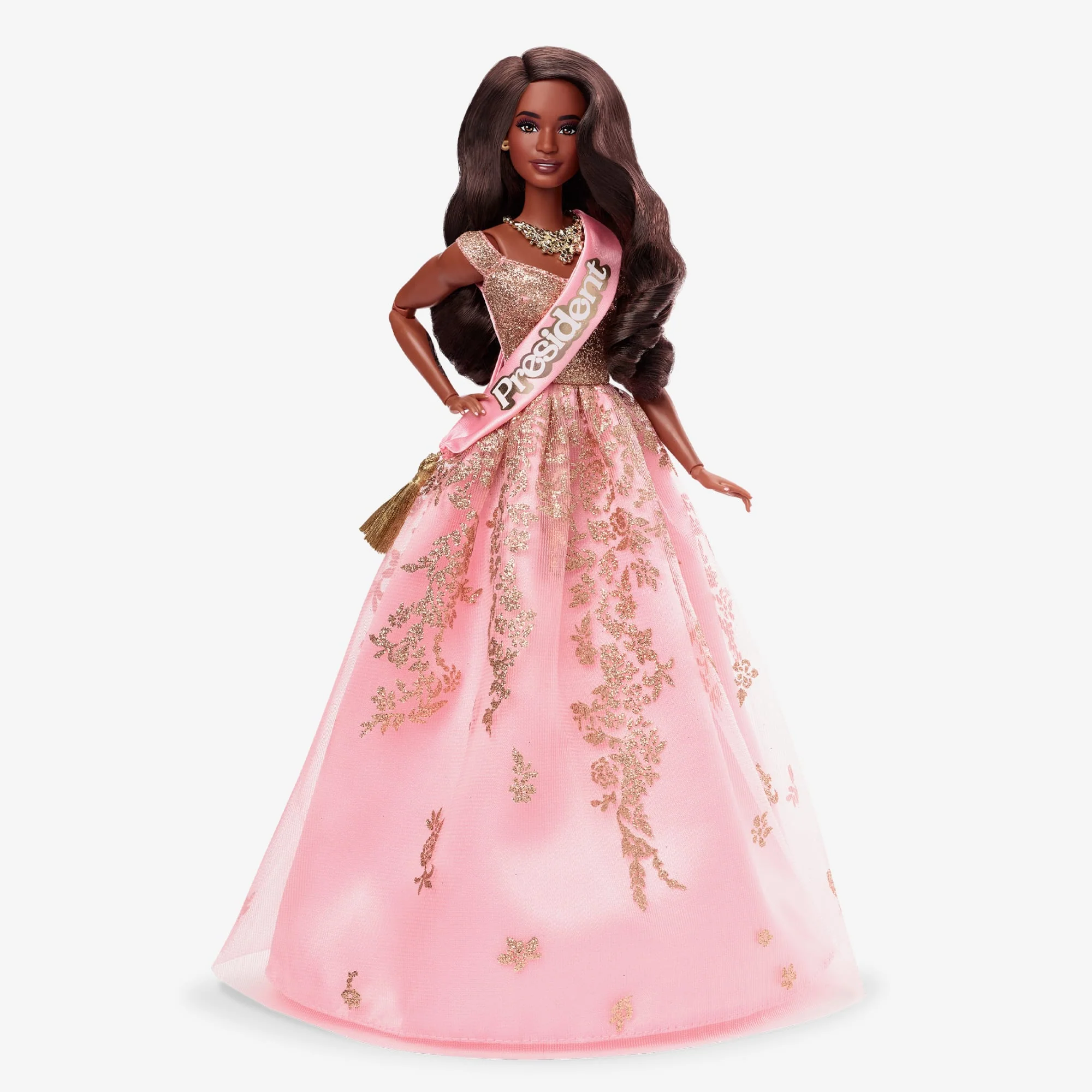 Mattel Creations President Barbie in Pink and Gold Dress – Barbie The Movie