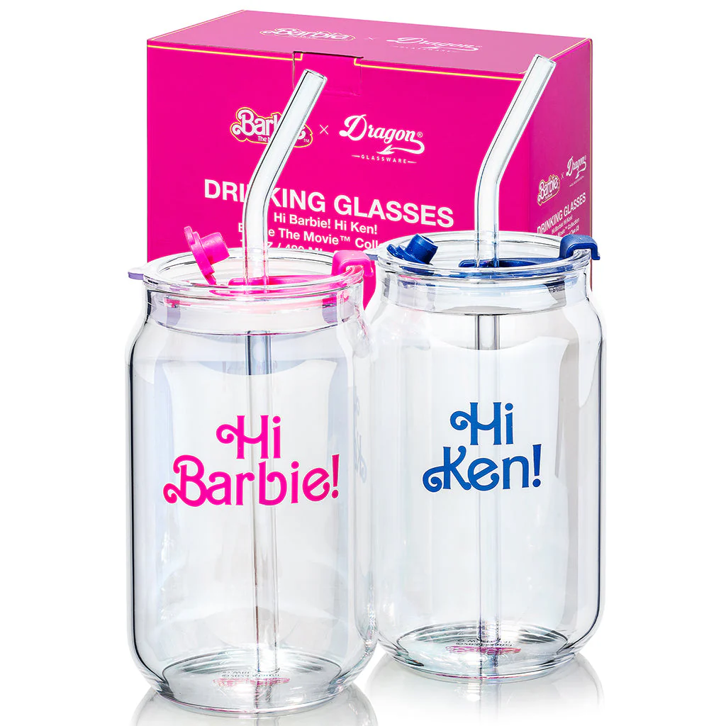 Mattel Creations Barbie™ the Movie X Dragon Glassware® Hi Barbie! Hi Ken! Drinking Glasses