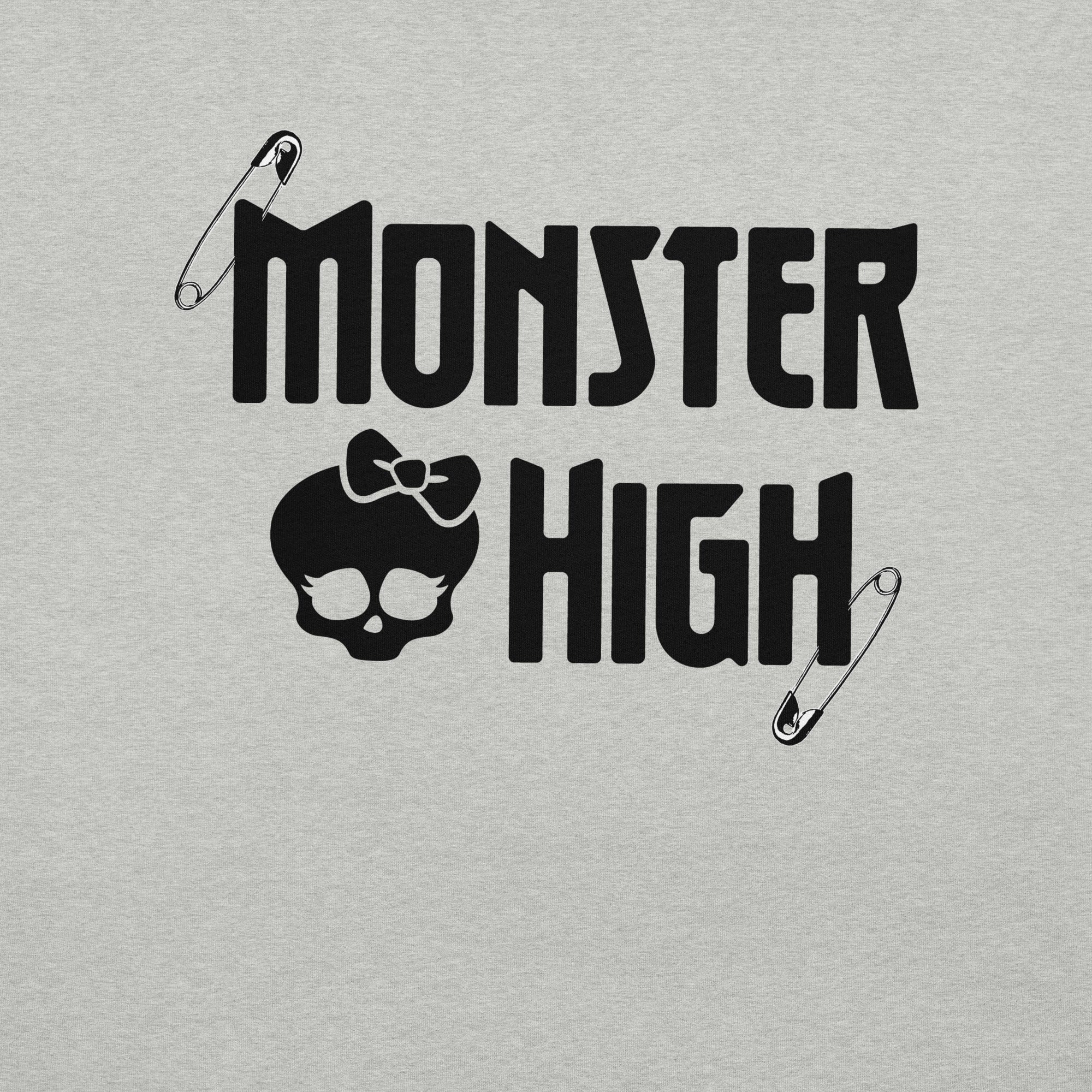 Mattel Creations Monster High Halloween Brooch Embroidered Grey T-Shirt
