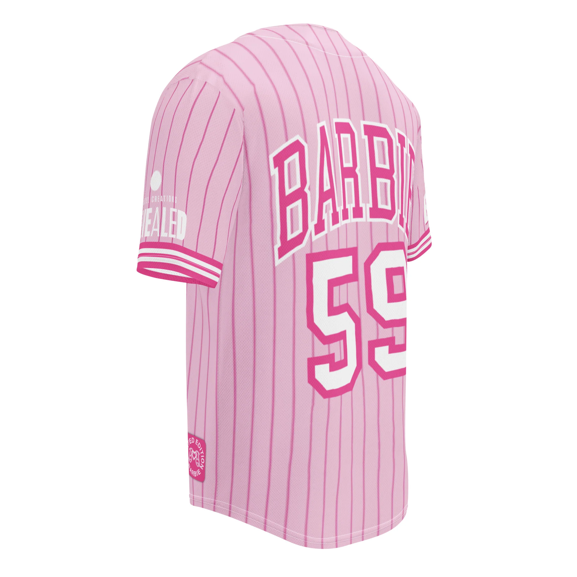 Mattel Creations Barbie Pink Striped Baseball Jersey