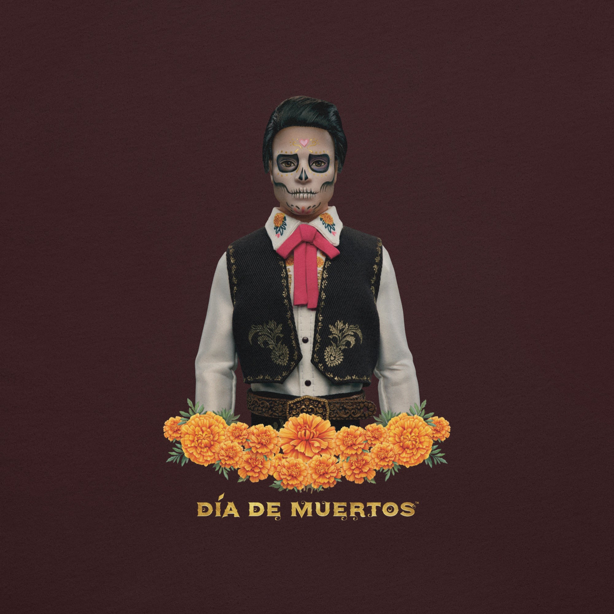 Mattel Creations Barbie Día de Muertos Ken Embroidered Oxblood T-Shirt