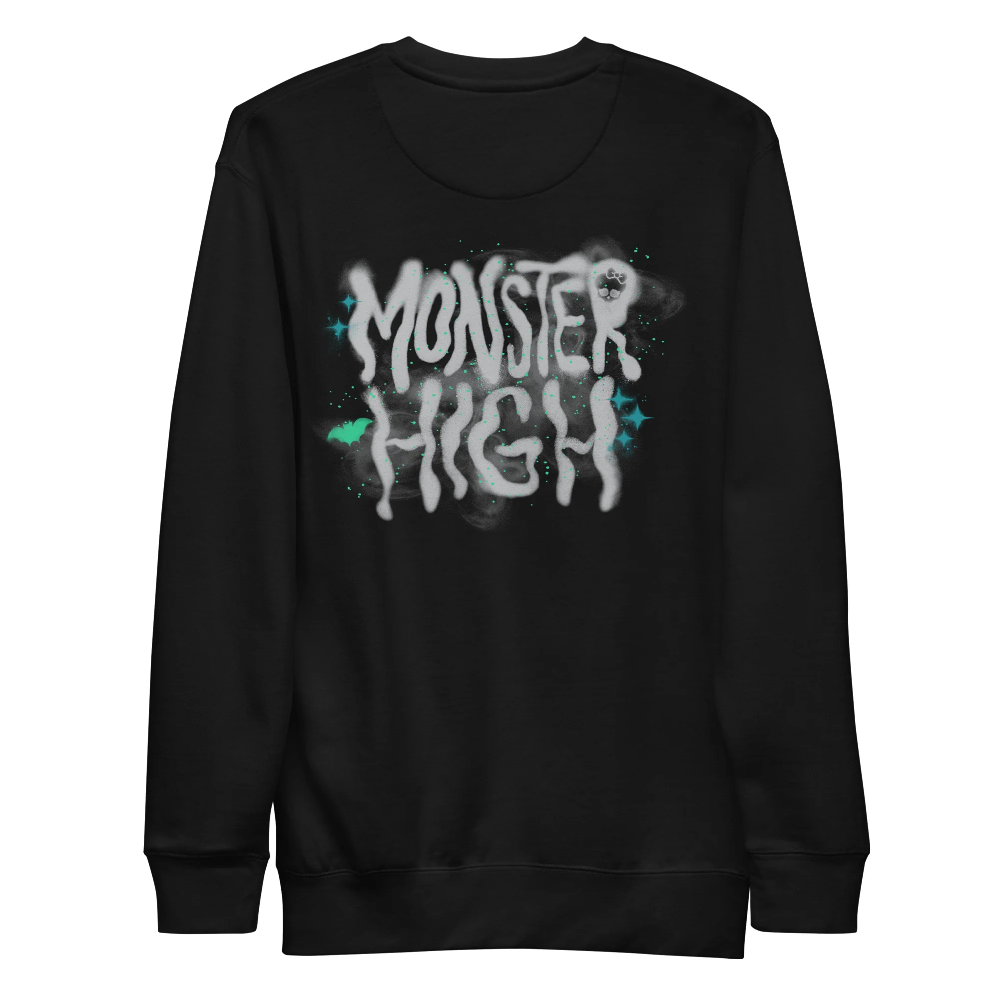 Mattel Creations Monster High Lunar Glow Logo Embroidered Black Sweatshirt
