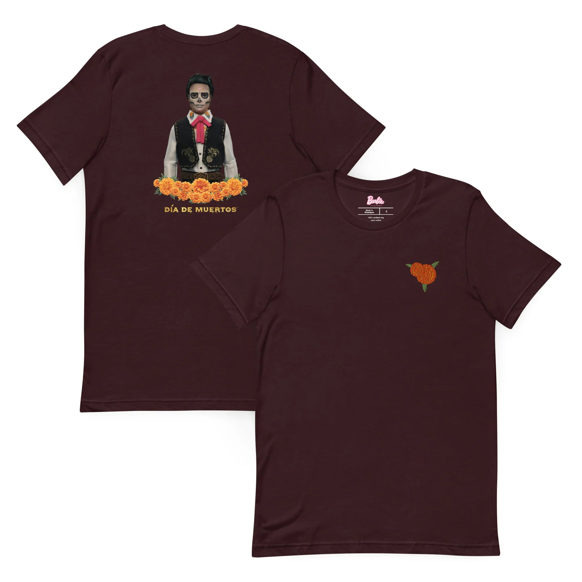 Mattel Creations Barbie Día de Muertos Ken Embroidered Oxblood T-Shirt