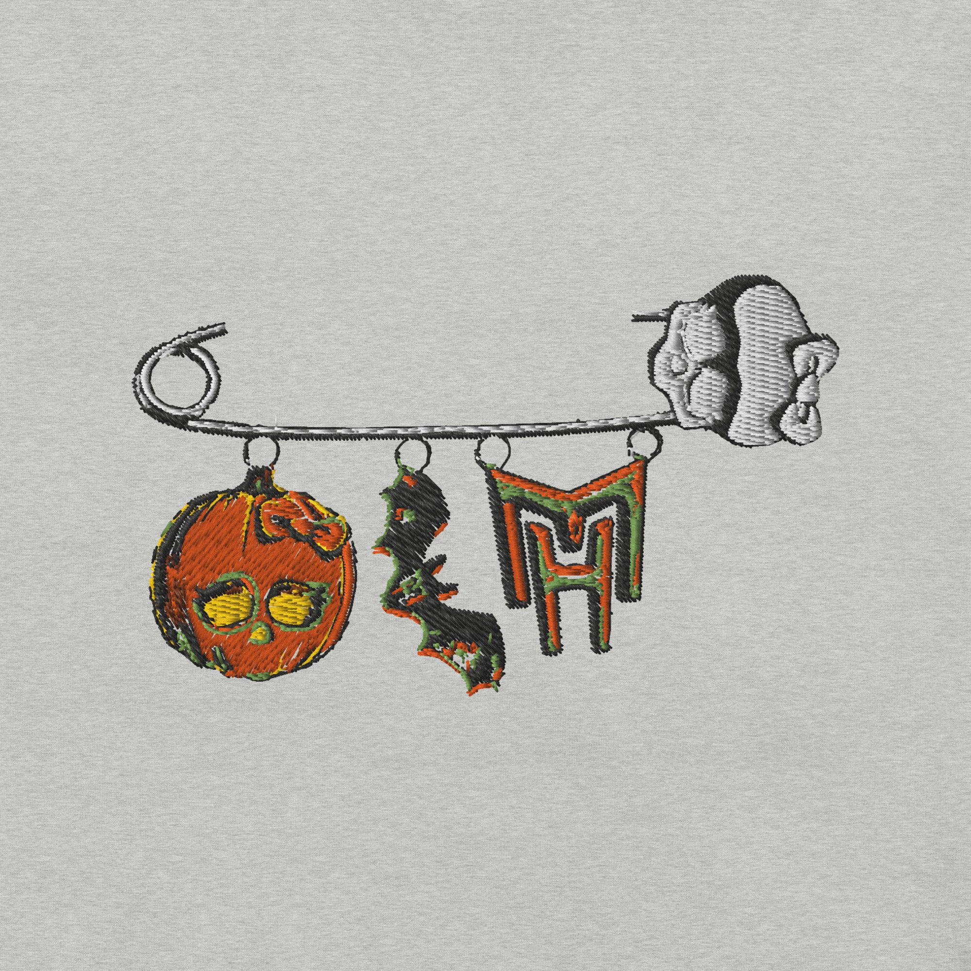 Mattel Creations Monster High Halloween Brooch Embroidered Grey T-Shirt