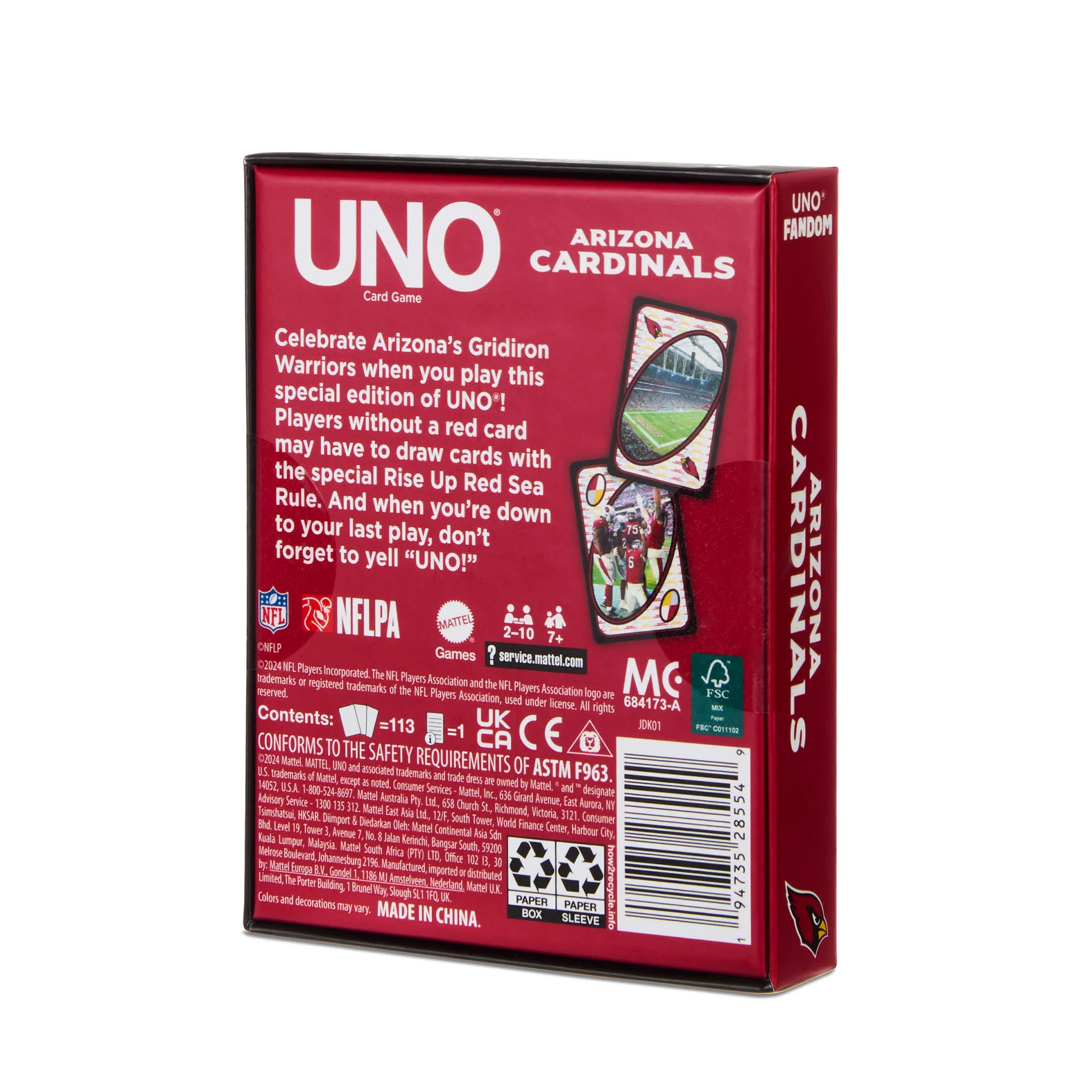 Mattel Creations UNO Fandom NFL Arizona Cardinals Game Deck
