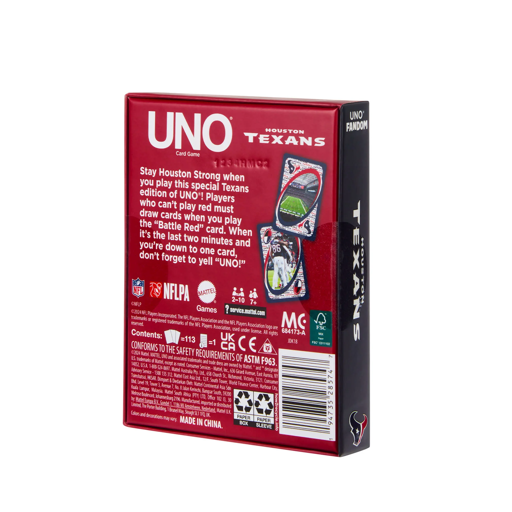 Mattel Creations UNO Fandom NFL Houston Texans Game Deck