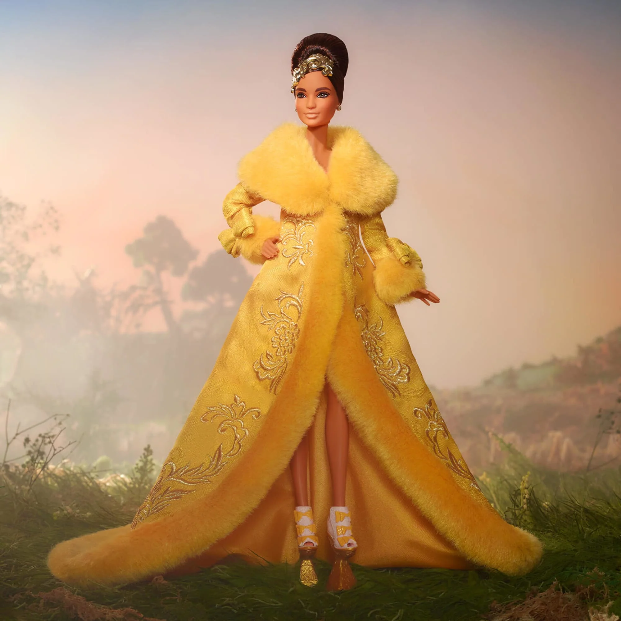 Mattel Creations Guo Pei Barbie Doll Wearing Golden-Yellow Gown