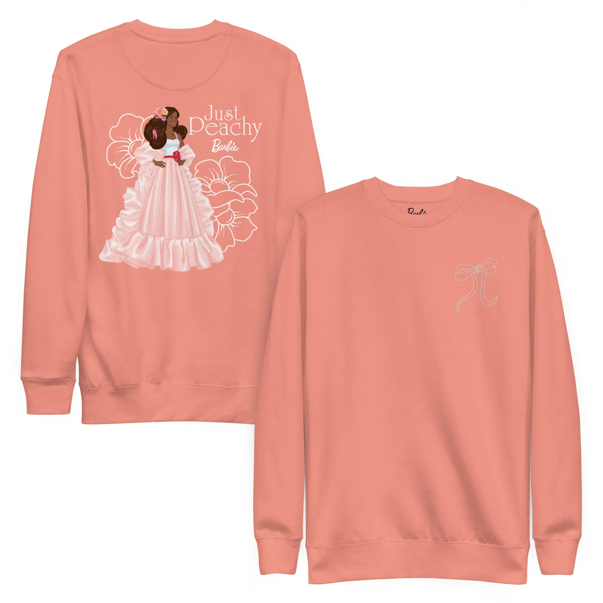 Mattel Creations Barbie Peaches 'n Cream Embroidered Peach Sweatshirt