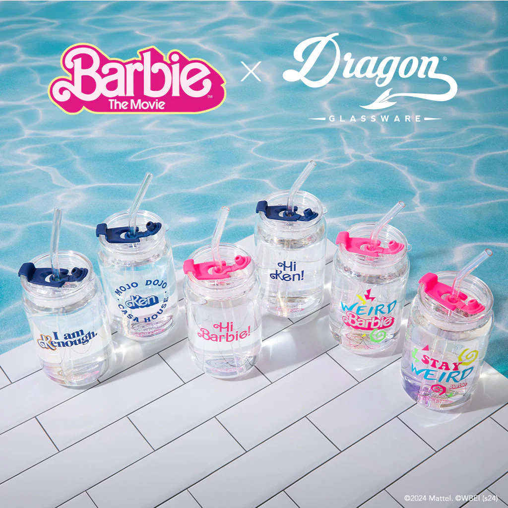 Mattel Creations Barbie™ the Movie X Dragon Glassware® Hi Barbie! Hi Ken! Drinking Glasses