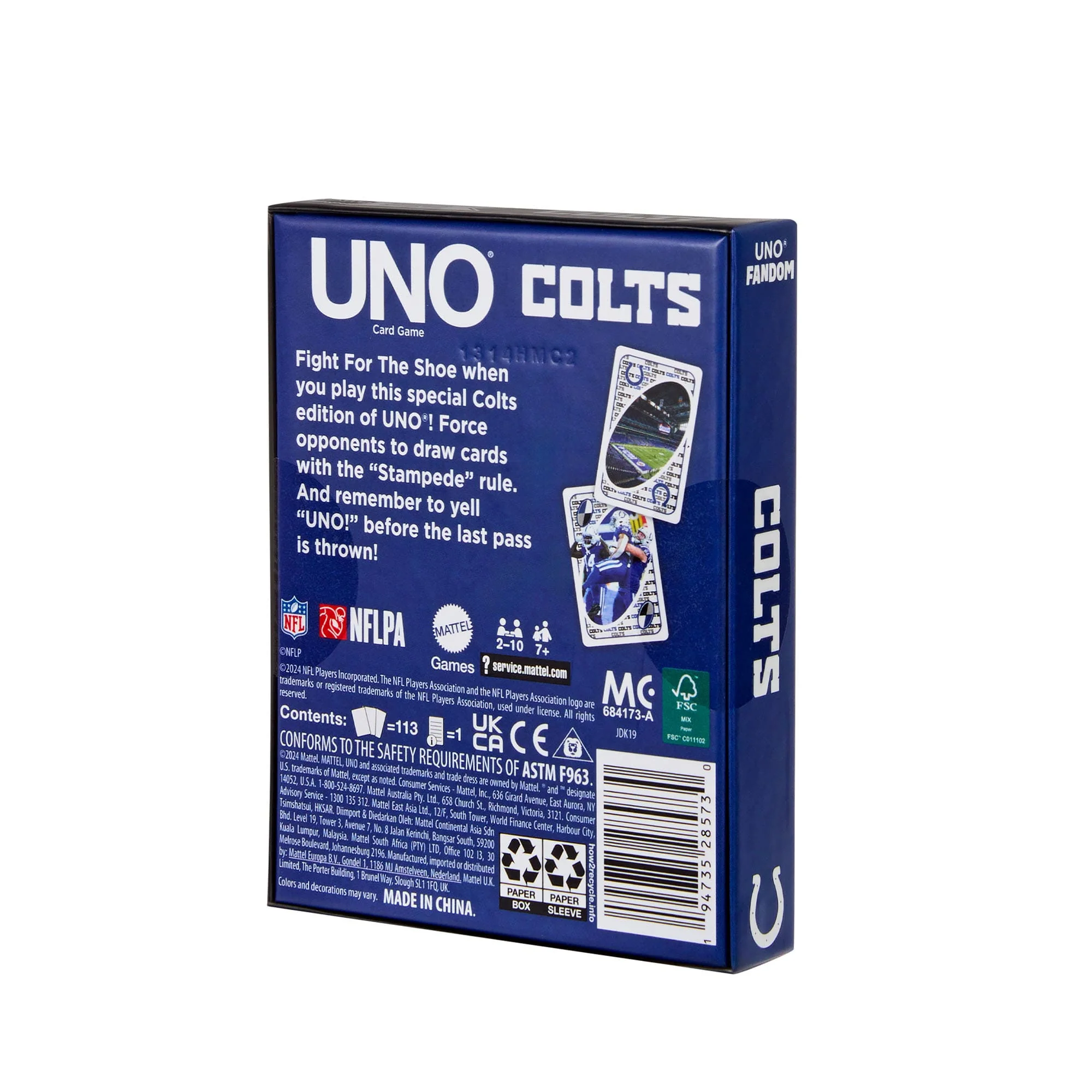 Mattel Creations UNO Fandom NFL Indianapolis Colts Game Deck