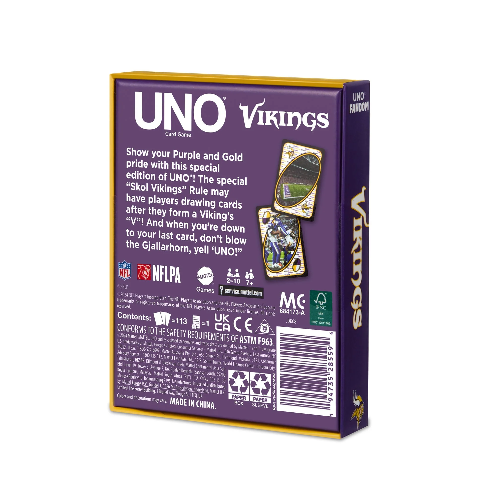 Mattel Creations UNO Fandom NFL Minnesota Vikings Game Deck