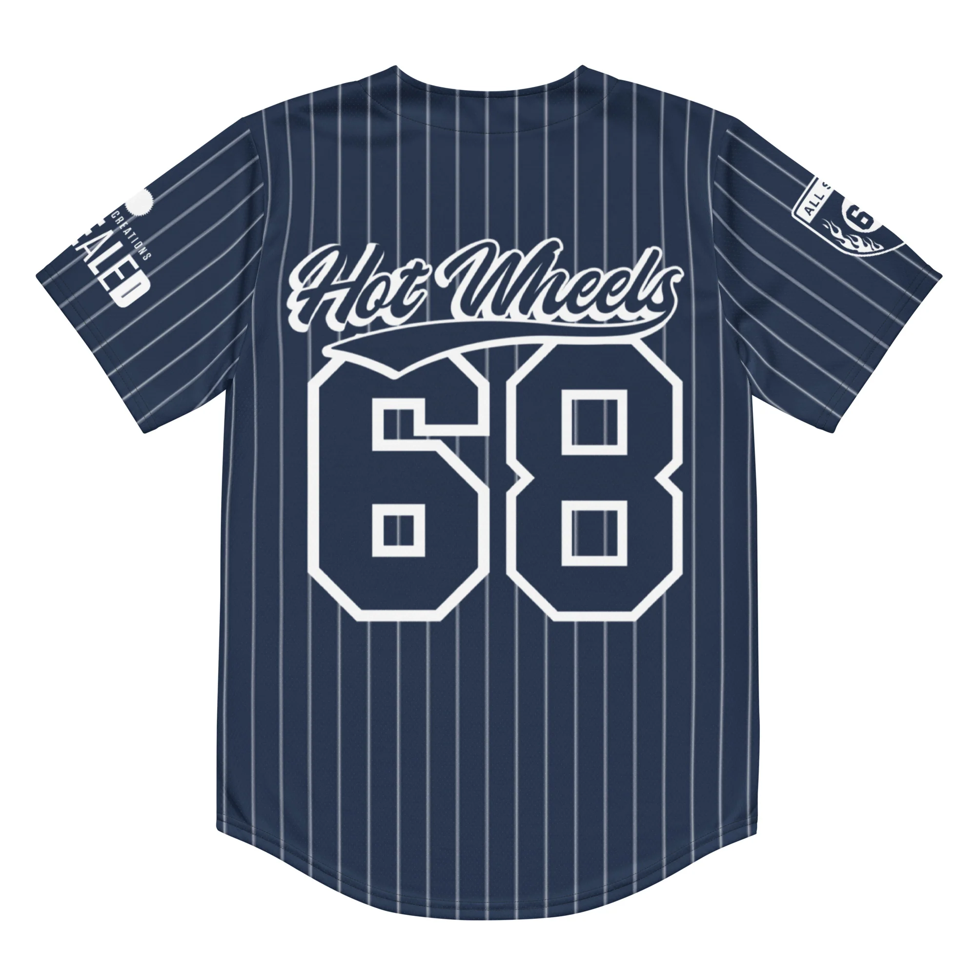 Mattel Creations Hot Wheels Navy Striped Baseball Jersey