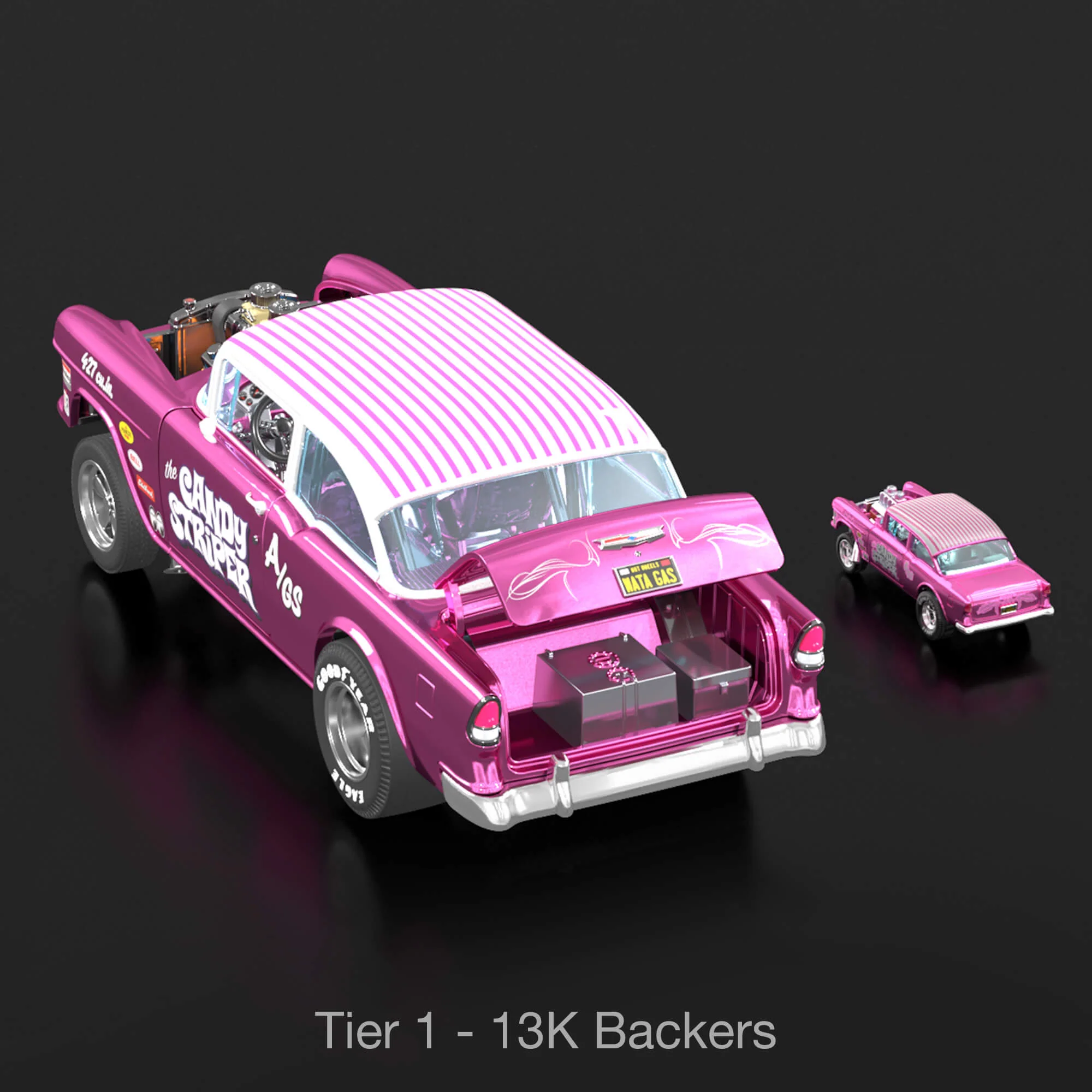 Mattel Creations RLC Exclusive 1:18 Scale '55 Chevy Bel Air Gasser “Candy Striper” - Crowdfund