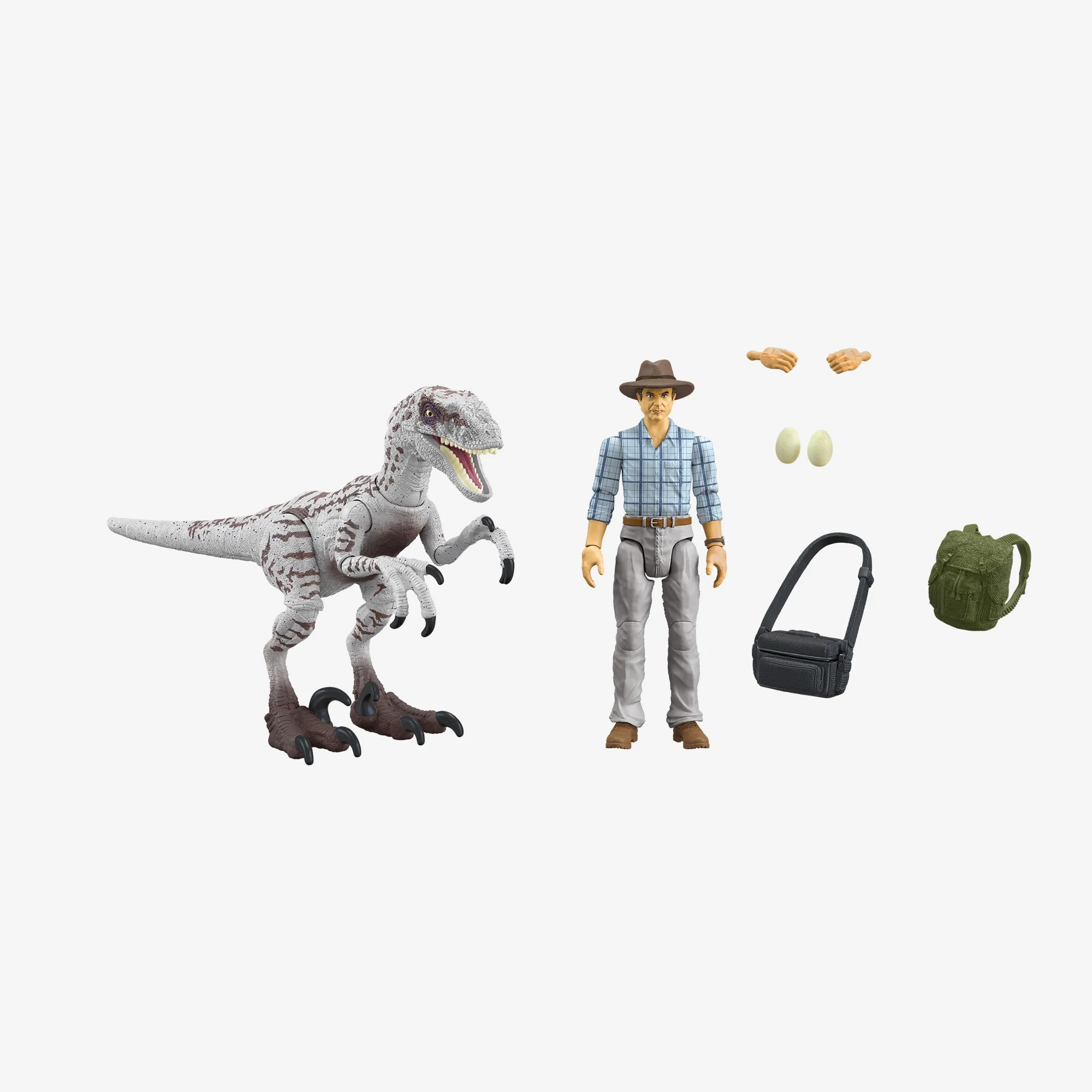 Mattel Creations Jurassic World Toys Dr Grant & Raptor Figures Hammond Collection